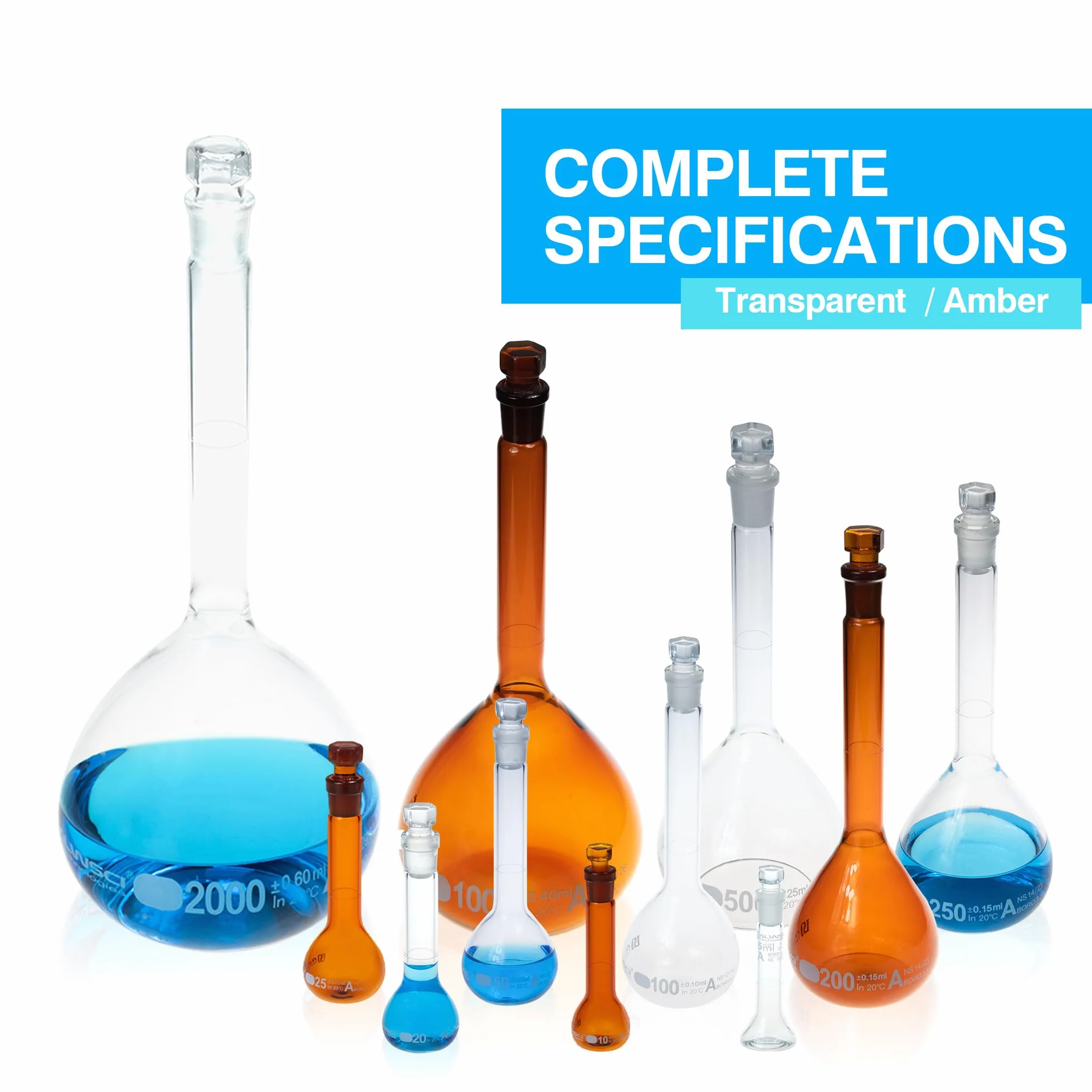 ALWSCI Matraz Aforado 10 mL Vidrio Borosilicato 3.3 Clase A Graduación Blanca