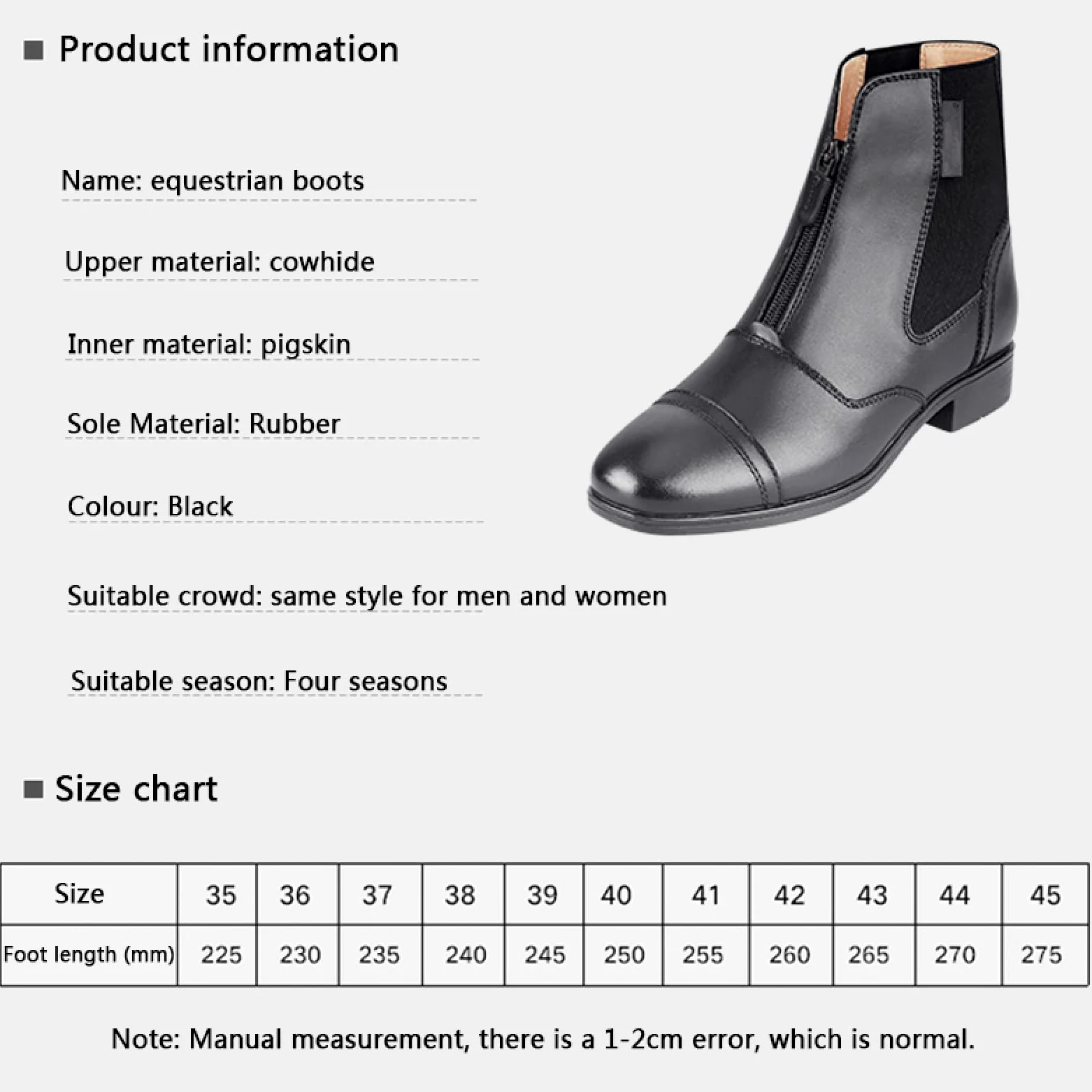 LEBEE Botas de equitación al aire libre de cuero de vaca suministros ecuestres botas de patio estable