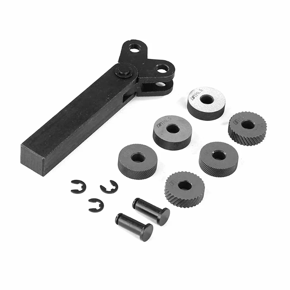 Juego de 7 herramientas de moleteado de acero, ruedas 0.5/1/2 mm, cortador de torno