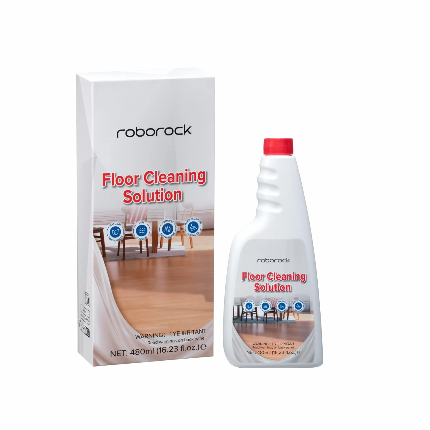 Roborock Original Agente Limpiador de Pisos 480ml para Robot Aspirador, Aspiradora Inalámbrica Seco y Húmedo, Sin Espuma Ni Rayas