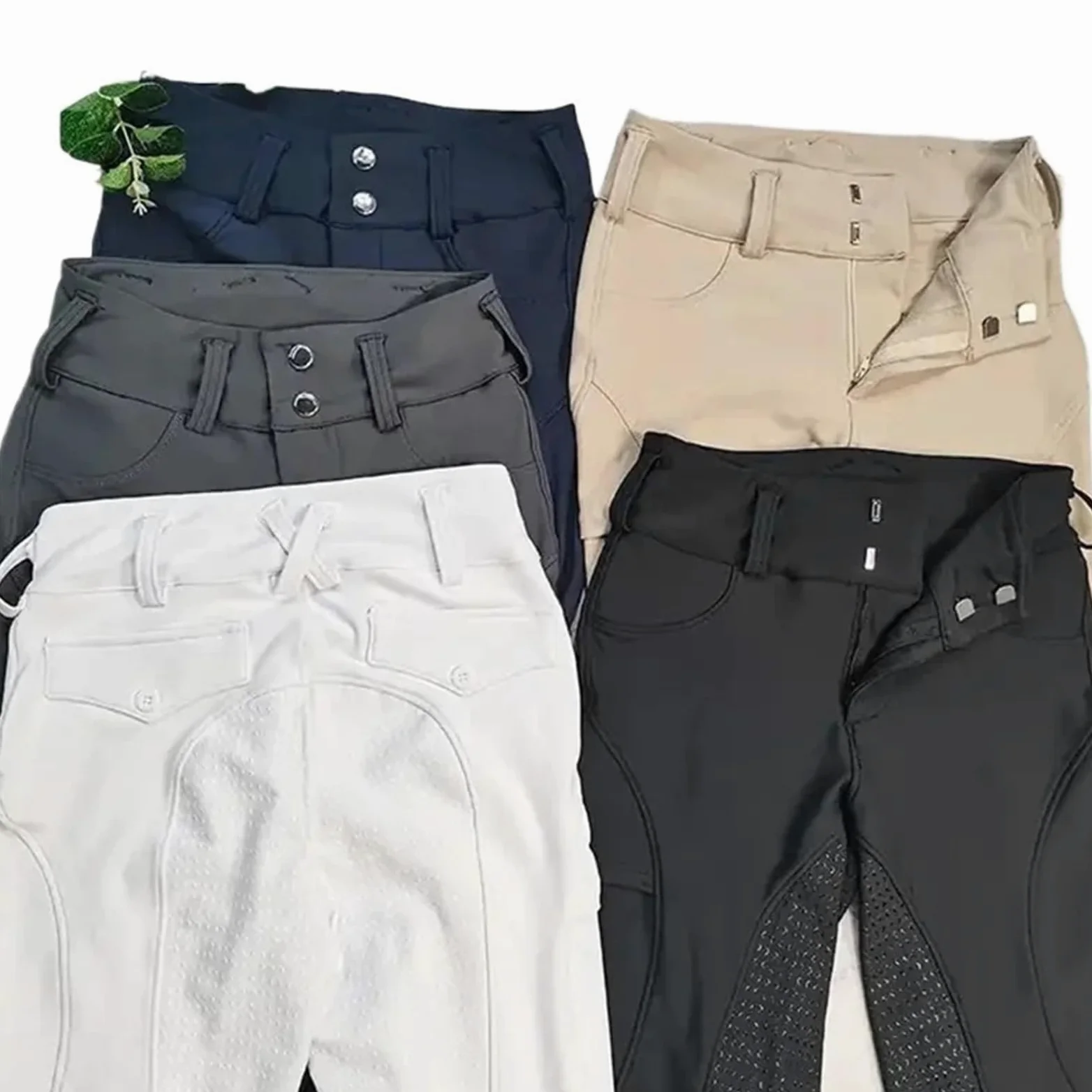 Pantalones Montar a Caballo Mujer Pantalones de equitación con Cremallera y Botones for Mujer, Mallas ecuestres, Deportivas competición(Black,L)