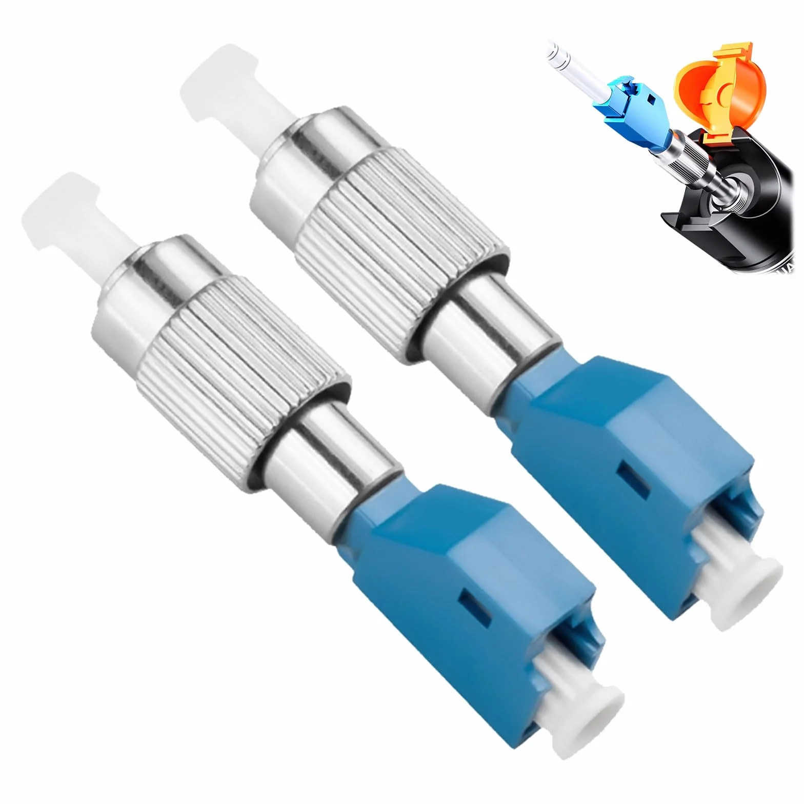 2 Piezas Adaptador Híbrido Fibra Óptica LC Hembra a FC Macho Conectores Modo Único para Medidores de Potencia Telecomunicaciones