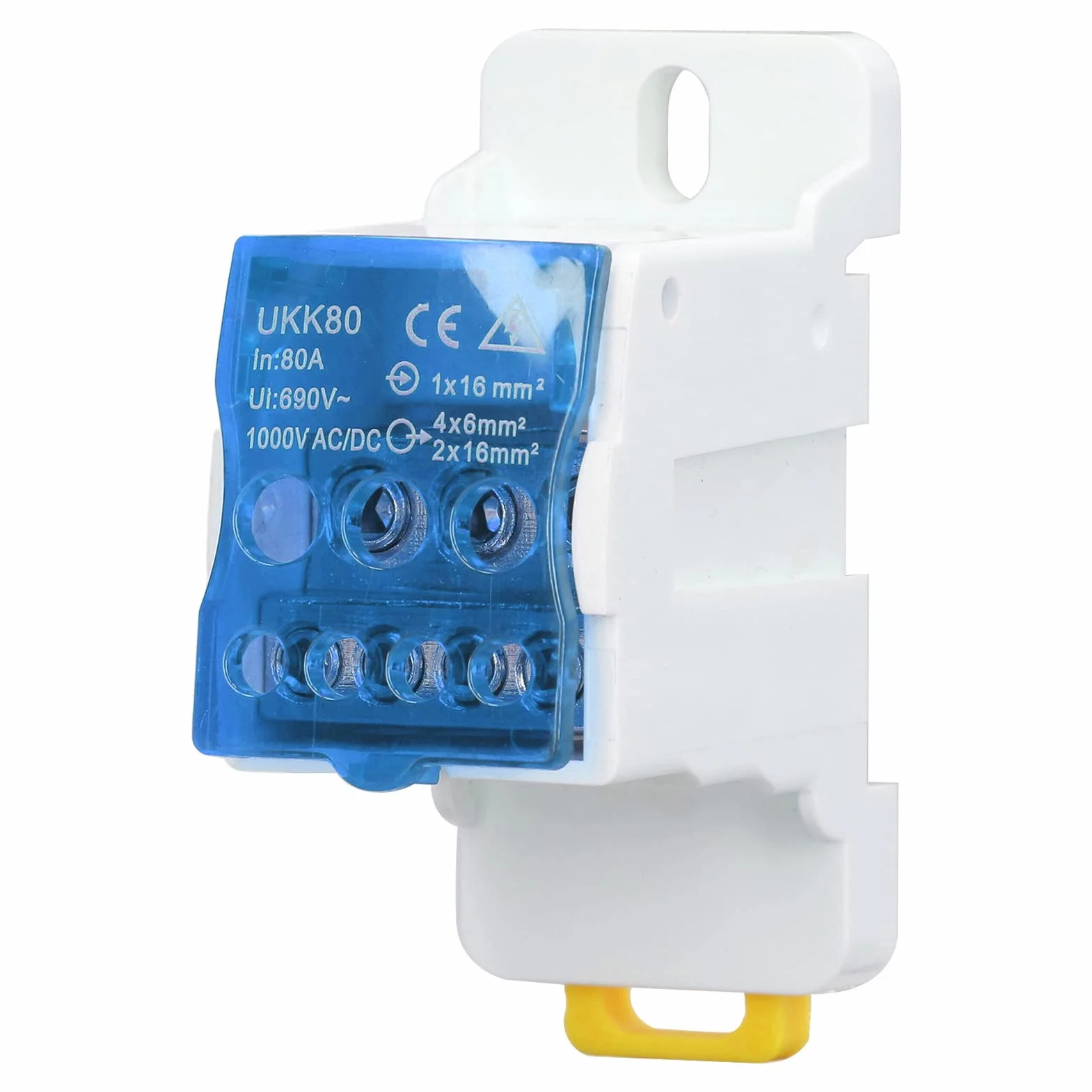 Tyenaza UKK-80A Bloque Caja de Distribución, Caja de Conexiones Unipolar Carril C45, Azul