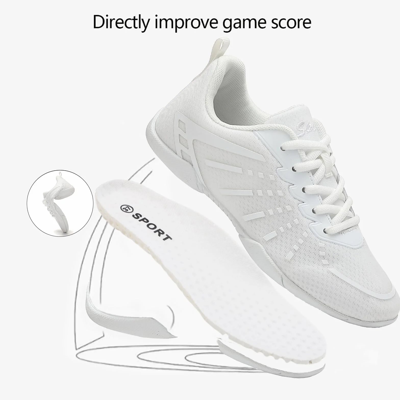 Zapatos de Porrista para Mujer Cheer Zapatillas Cheerleader Cheerleading Niña Yoga Entrenamiento Danza Caminar Gimnasia Deportes al Aire Libre