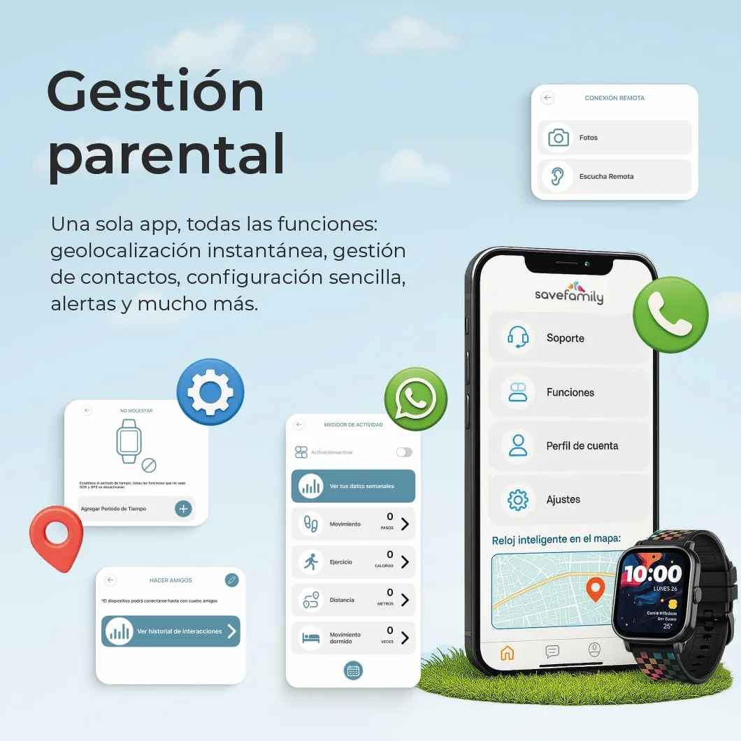 Reloj Inteligente Niño 4G SaveFamily Slim con GPS, Llamada, Vídeo, Chat, Botón SOS, SIM Incluida Verde
