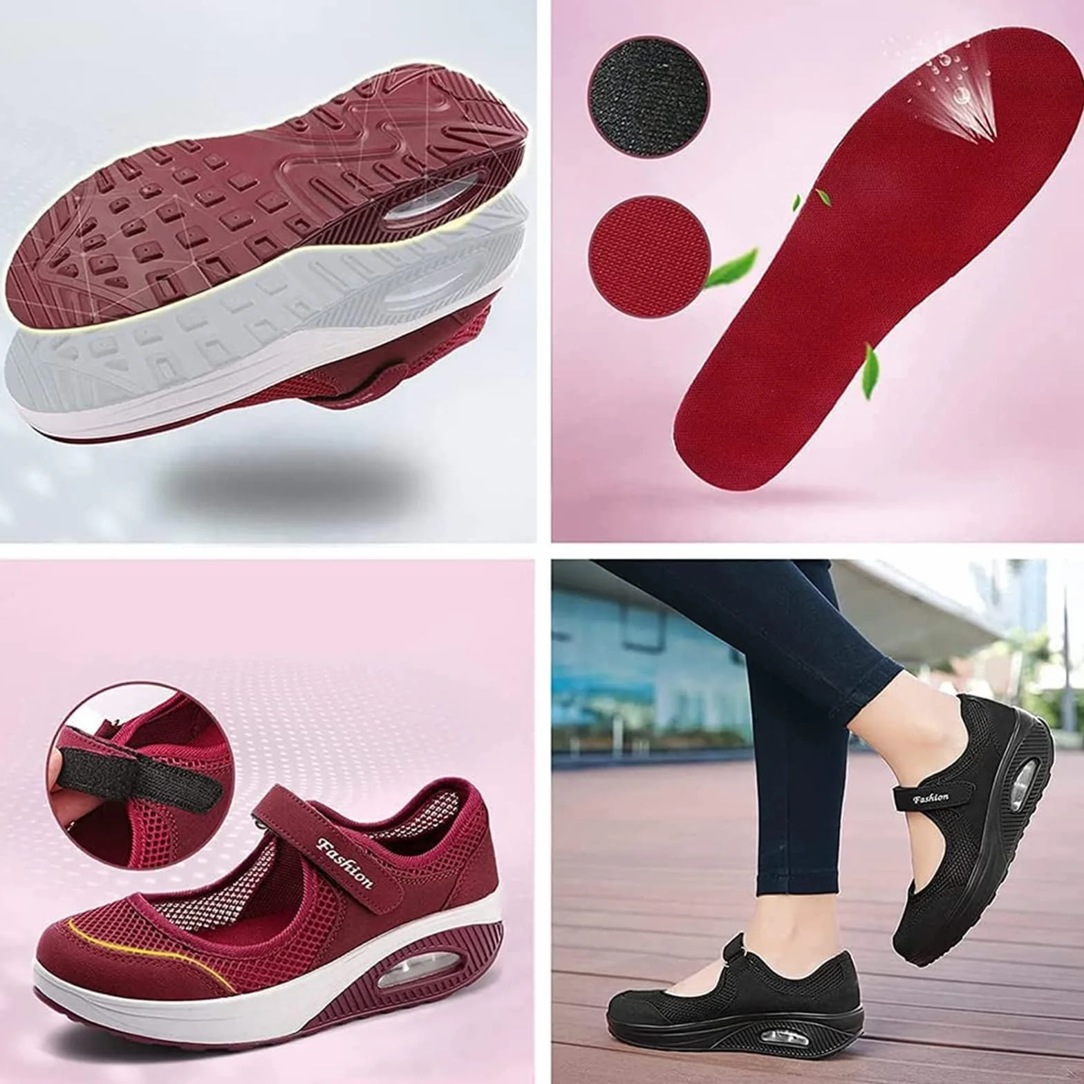 Zapatos Ligeros ortopédicos de enfermería Casuales,Zapatos de Enfermera de Trabajo con cojín de Aire cómodos para Mujer,Zapatillas de Deporte para Caminar Transpirables Ajustables Antideslizantes