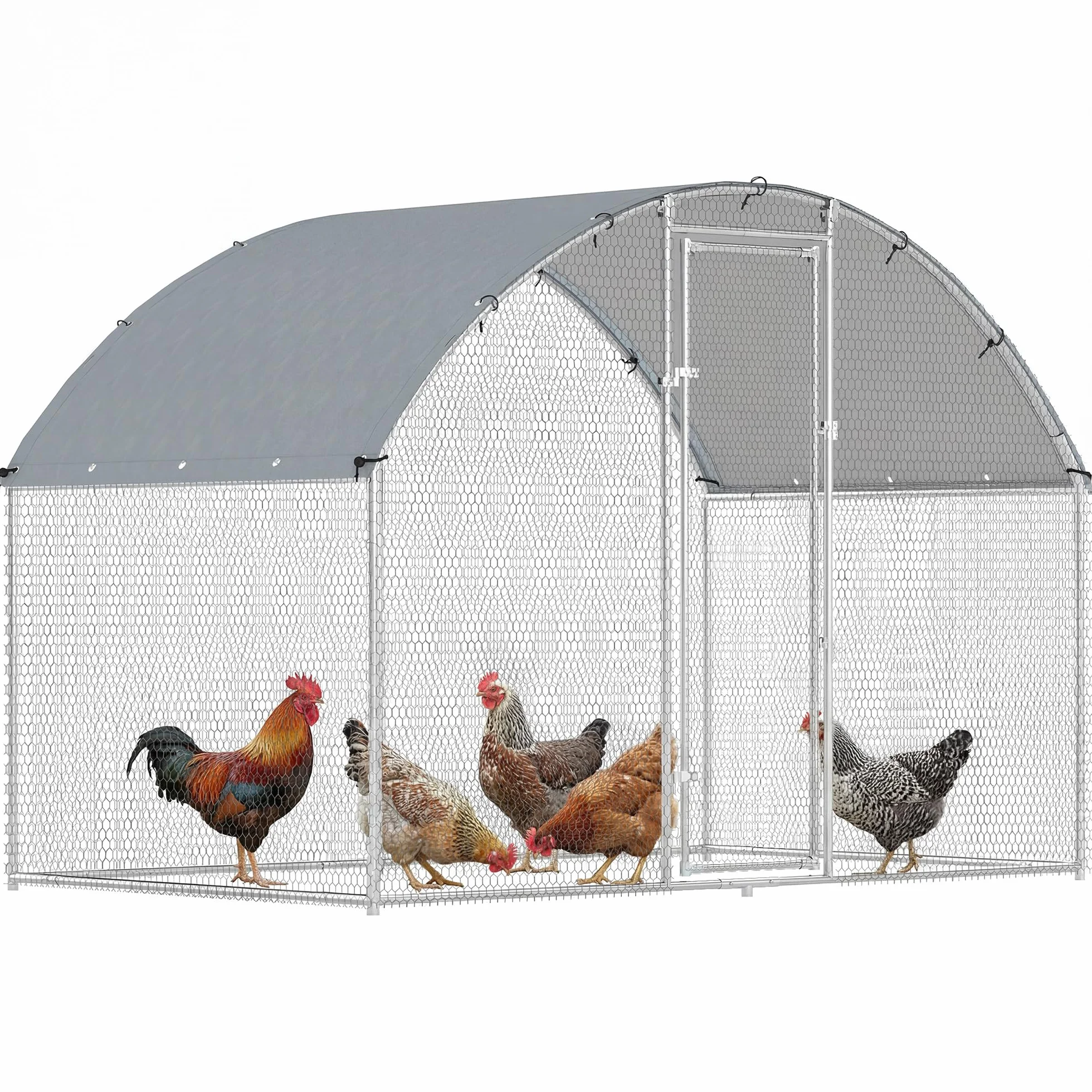 PawHut Gallinero Exterior 2,8x1,7x1,9 m 4,7 m² Acero Galvanizado Anti-UV Impermeable Jaula 5-8 Gallinas