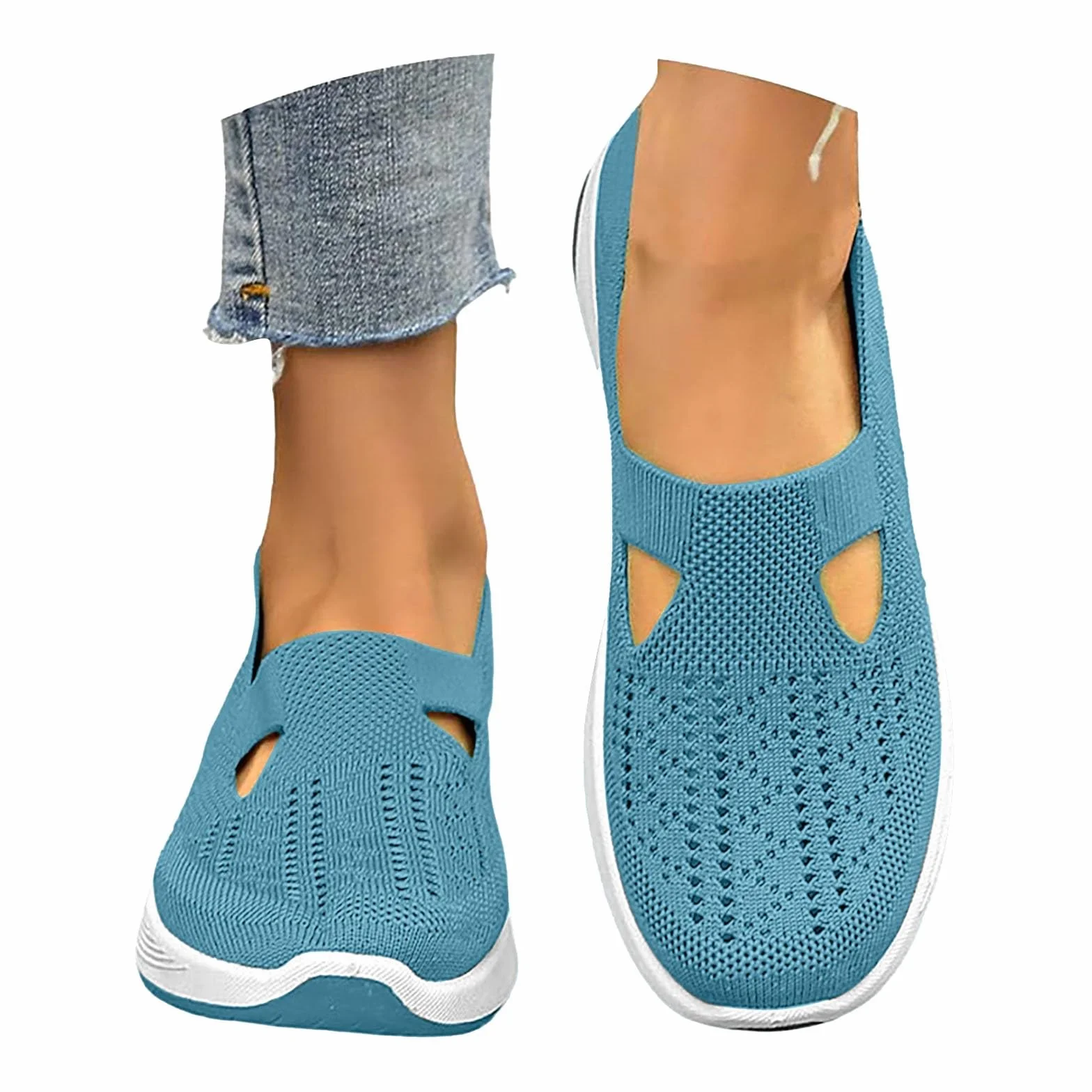 riou Zapatillas Ortopédicos Mujer Verano Malla Comodos Ligeros Zapatos sin Cordones para Caminar Transpirables y Antideslizantes Zapatos para Ancianos Soporte de Arco Sandalias Senderismo