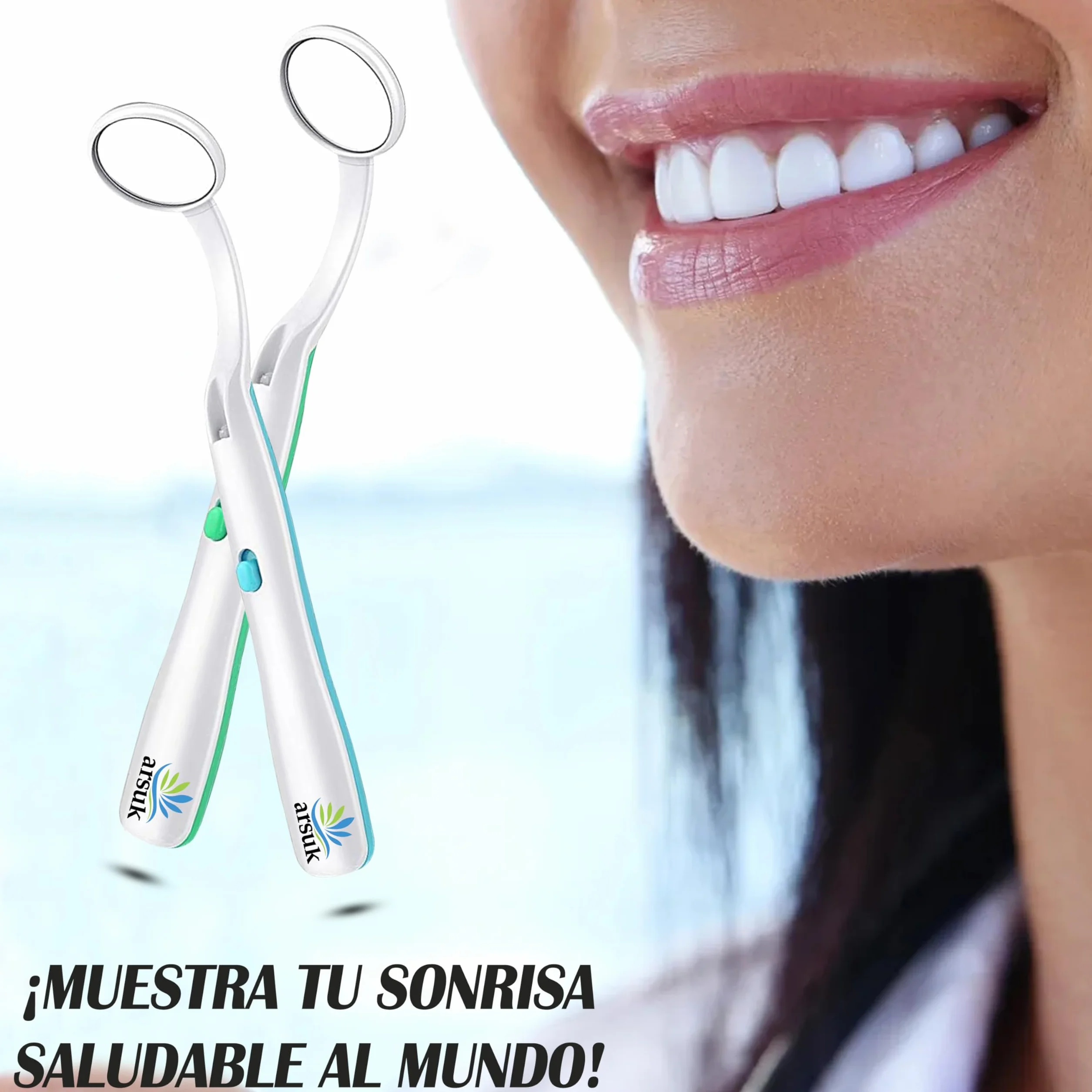 ARSUK Espejo dental LED antivaho 15 cm para inspección bucal, paquete de 2