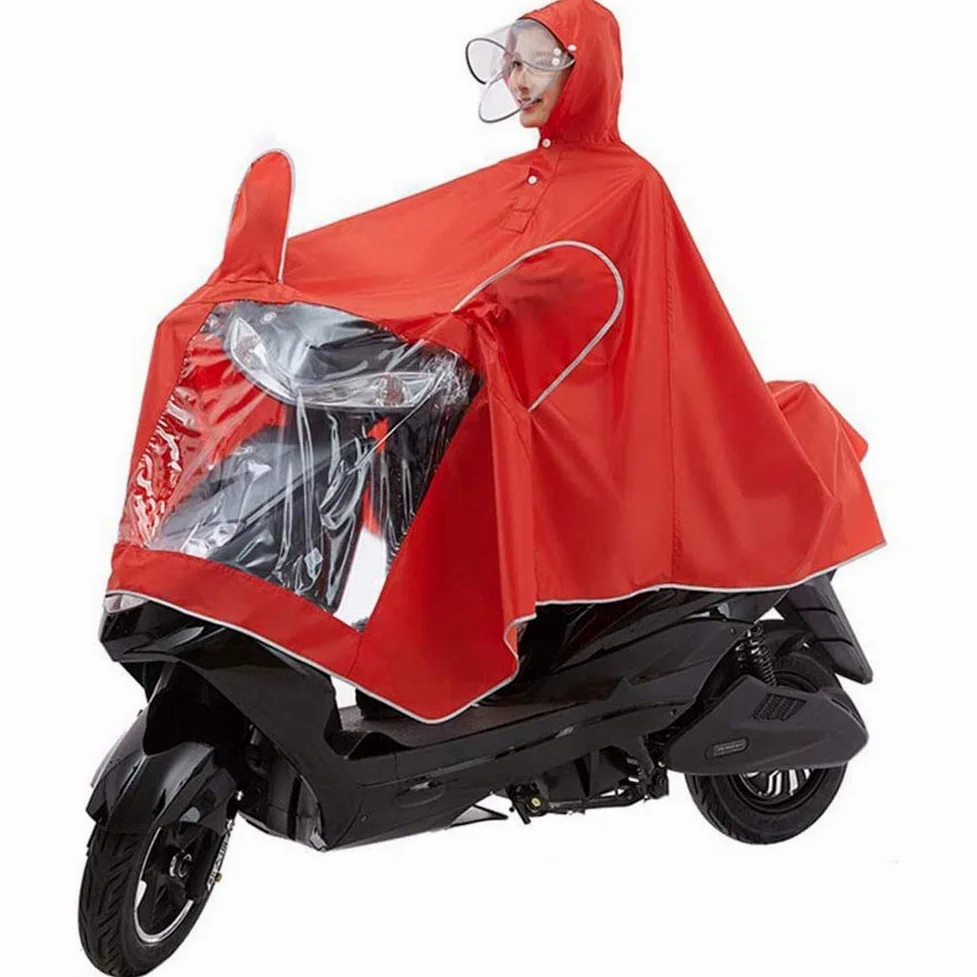 Poncho de Lluvia Chubasquero de Senderismo， Capa Impermeable for Lluvia, for Moto, for Scooter eléctrico, for Motocicleta, Capa Larrain(Red1,3XL)