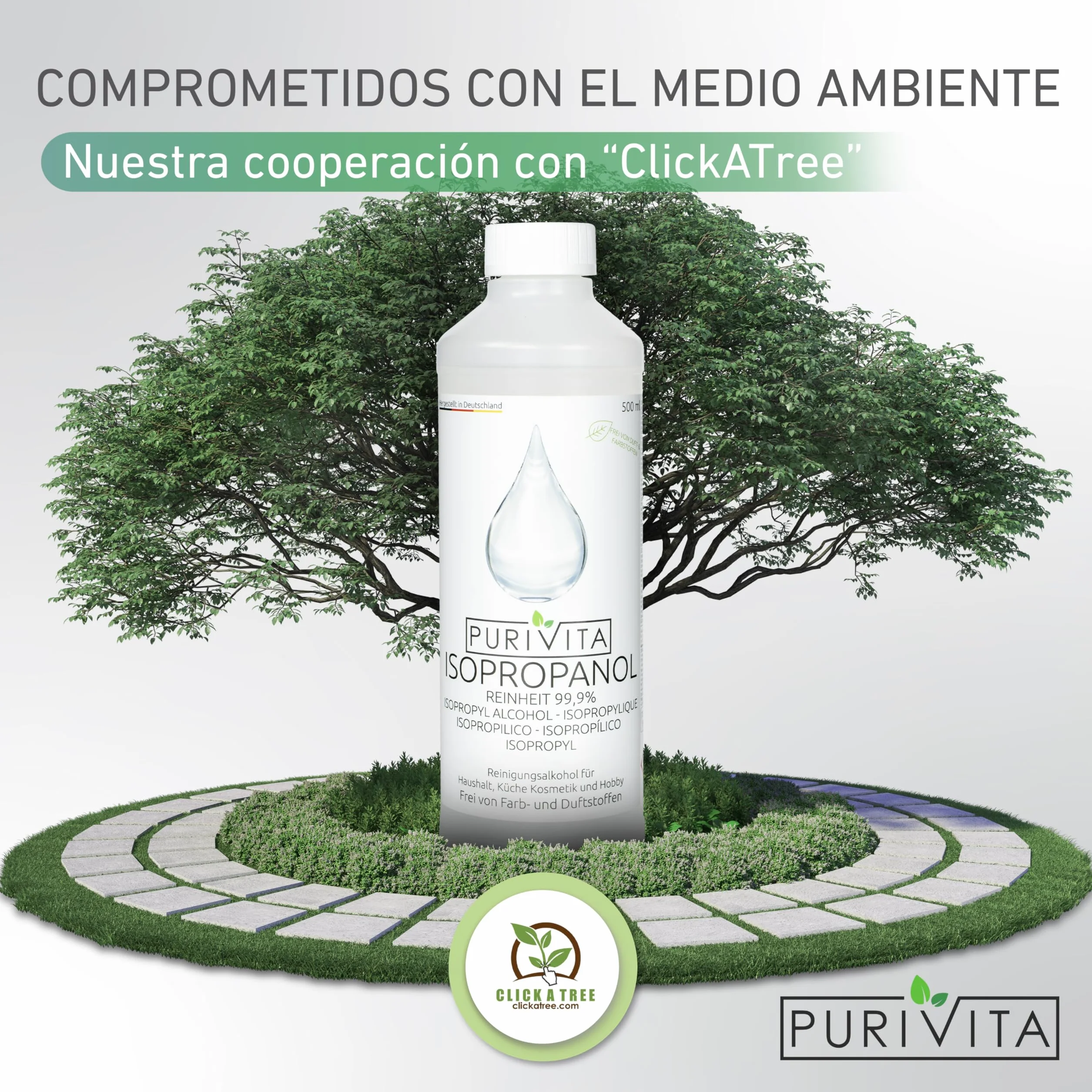 PURIVITA Alcohol Isopropilico 99,9% 500ML - Isopropyl Alcohol Limpiador Desengrasante