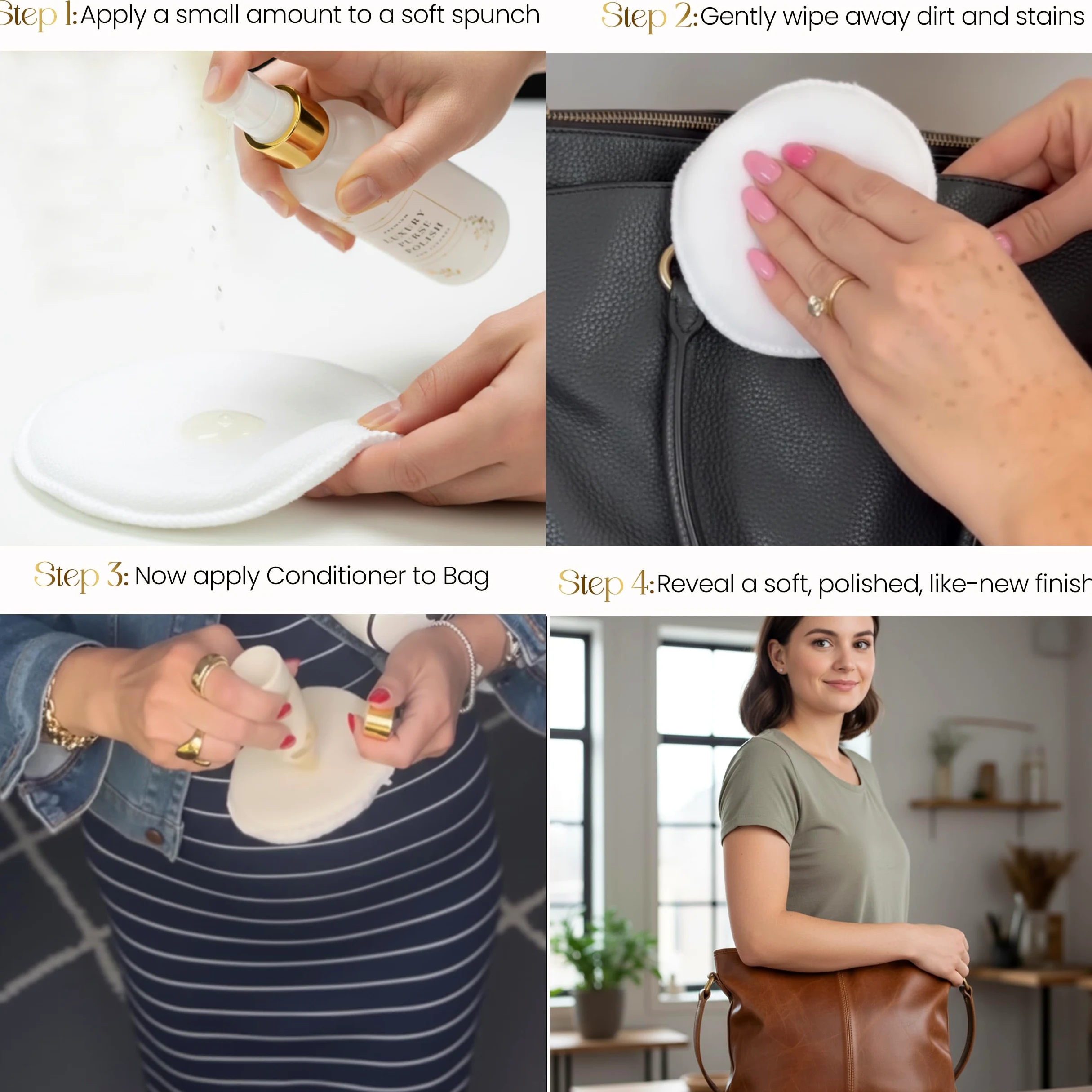 Limpiador y acondicionador de bolsos de cuero para bolsos, bolsos de diseño y bolsos de lujo, limpiador de cuero recomendado para bolsos y acondicionador de cuero para bolsos de mano por Combat
