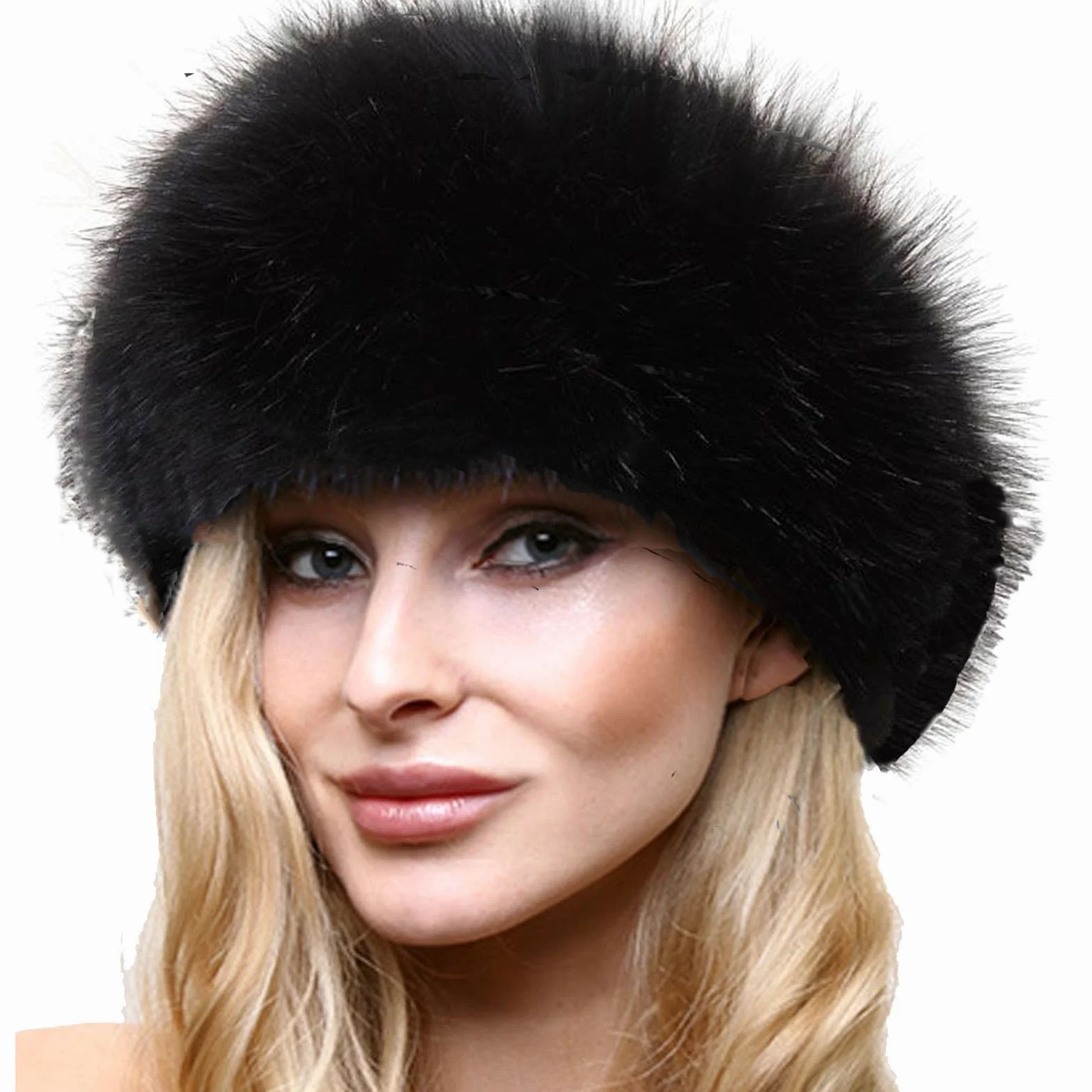 Gorro de piel sintética para mujer, estilo cosaco ruso, gorro de invierno