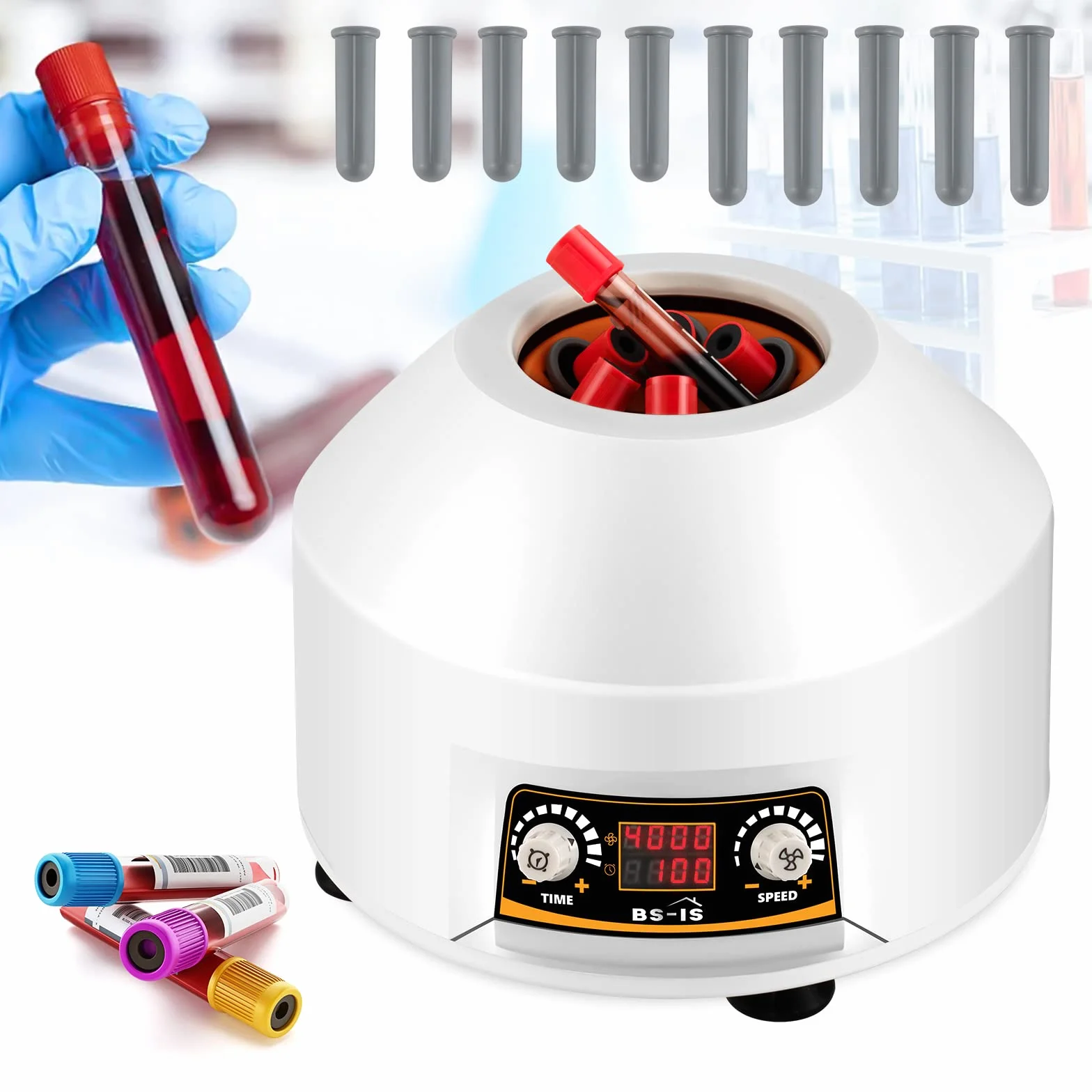 Bonvoisin Centrifuga con Pantalla LED 4000rpm 1953xg 100min Tapa Transparente para Separacion de Muestras 2-15ml
