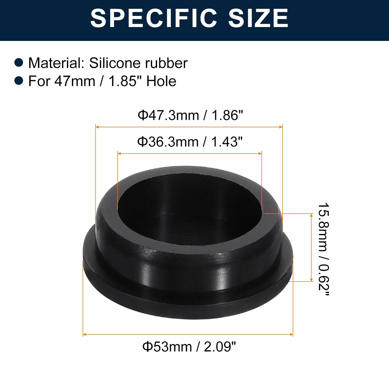 QUARKZMAN 2 Piezas Tapones Negros de Goma para Orificios 46-47mm