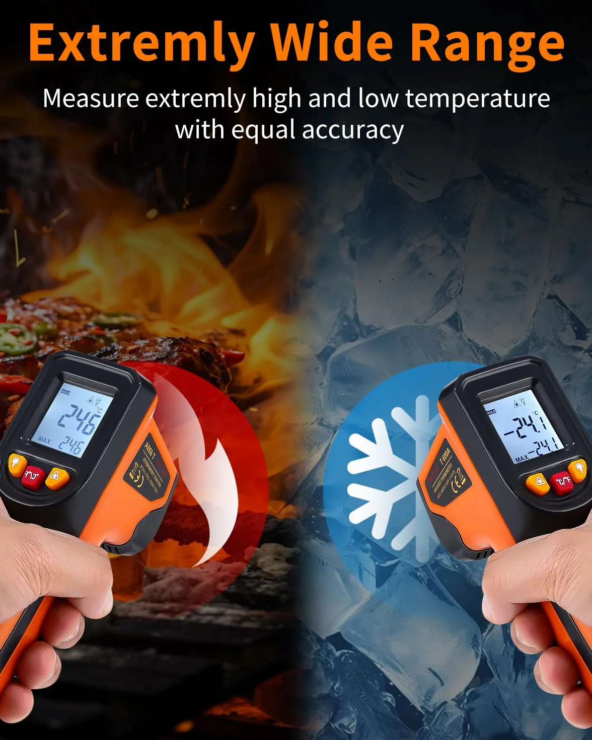 Termómetro Infrarrojo Digital -50℃~600℃ Pistola Temperatura Láser Sin Contacto con Pantalla LCD