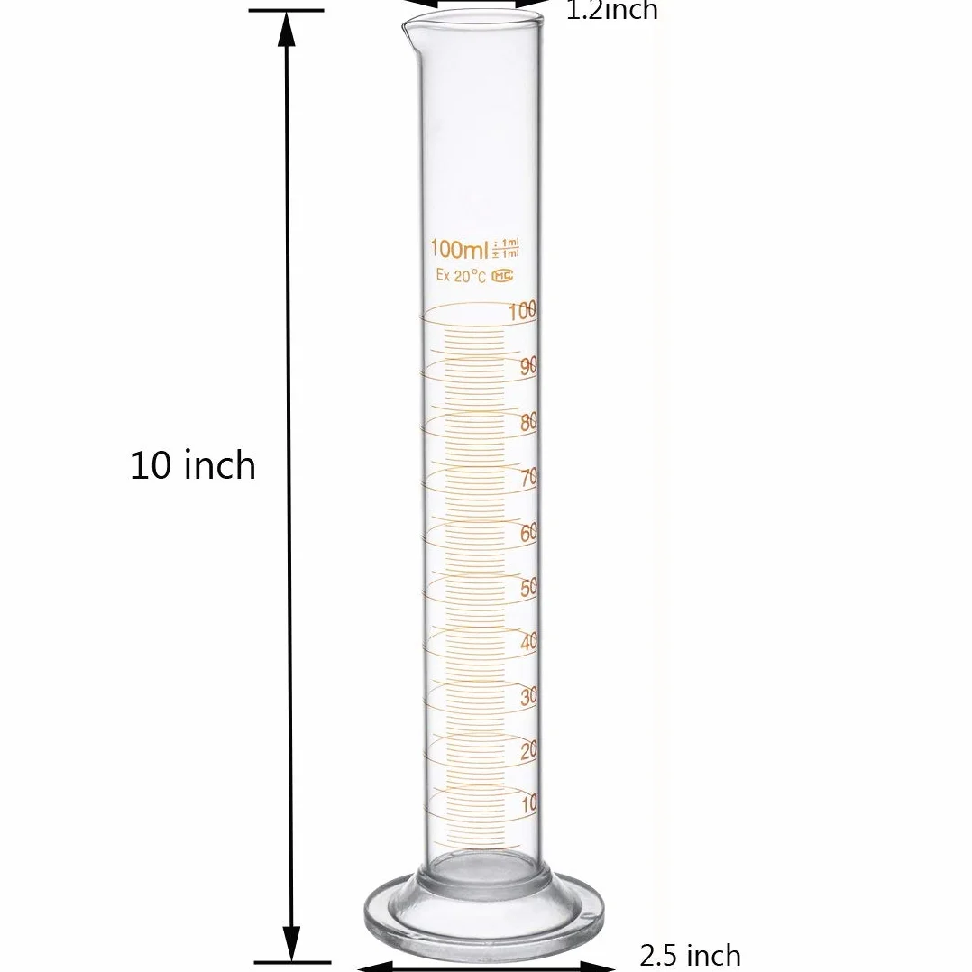 Vidrio graduado 100 ml pipeta cristal 10 ml cepillo limpieza varilla cristal laboratorio