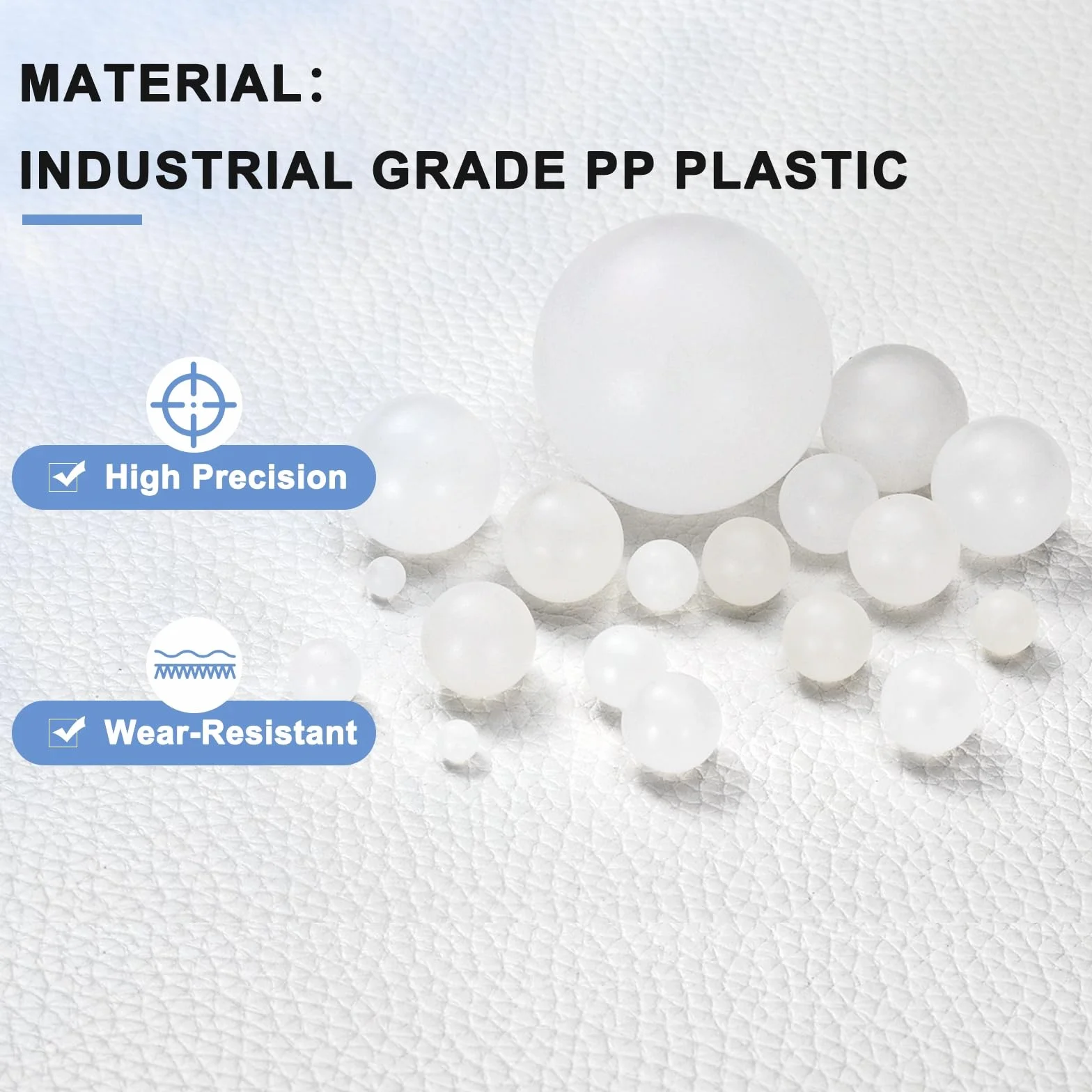 QUARKZMAN 50 Piezas Bolas de Rodamiento Plástico PP 15mm Precisión G2 Superficie Escarchada Blanco