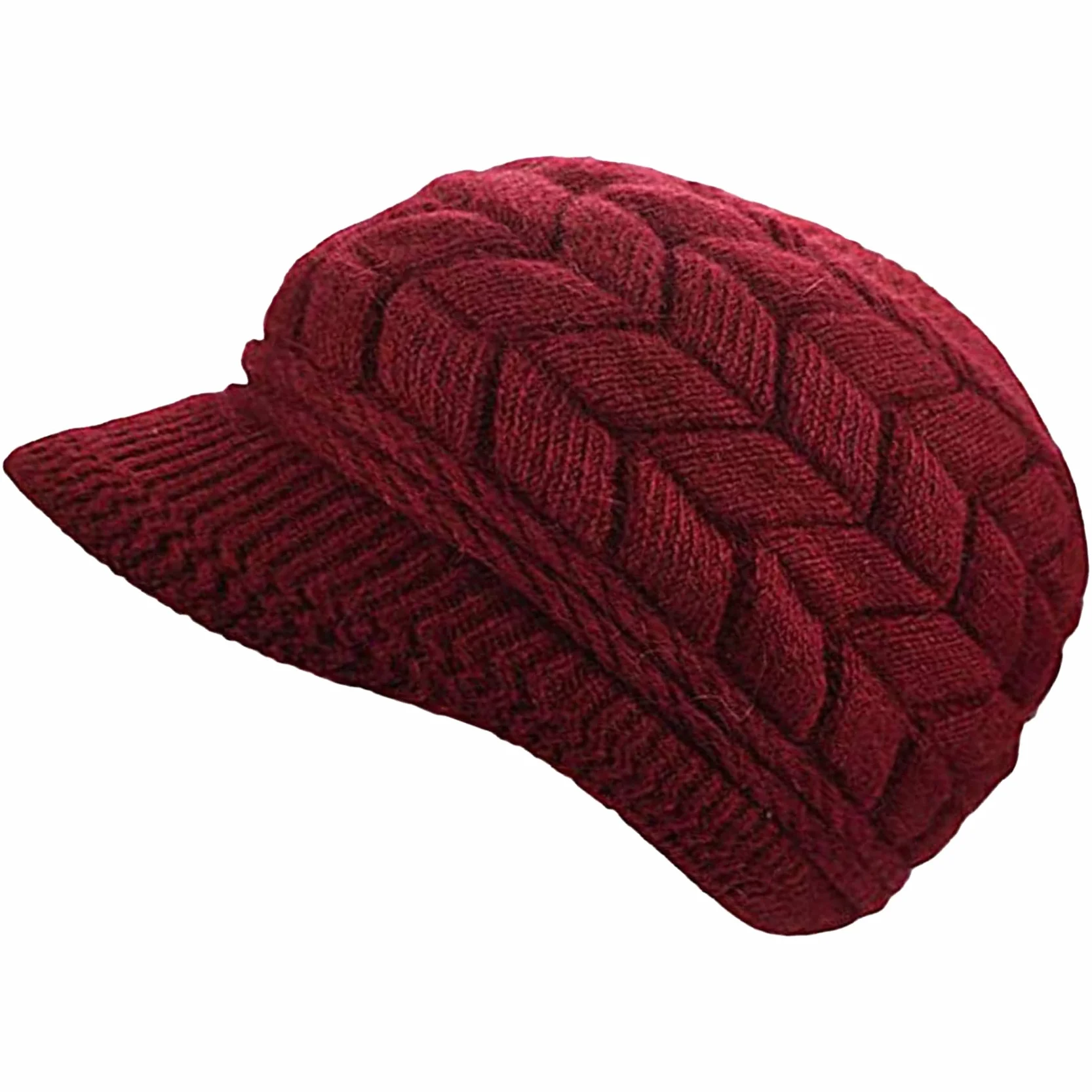 WS-H1 - Gorro de lana con forro polar cálido para mujer, gorro de punto con visera, para nieve, esquí, clima frío, invierno
