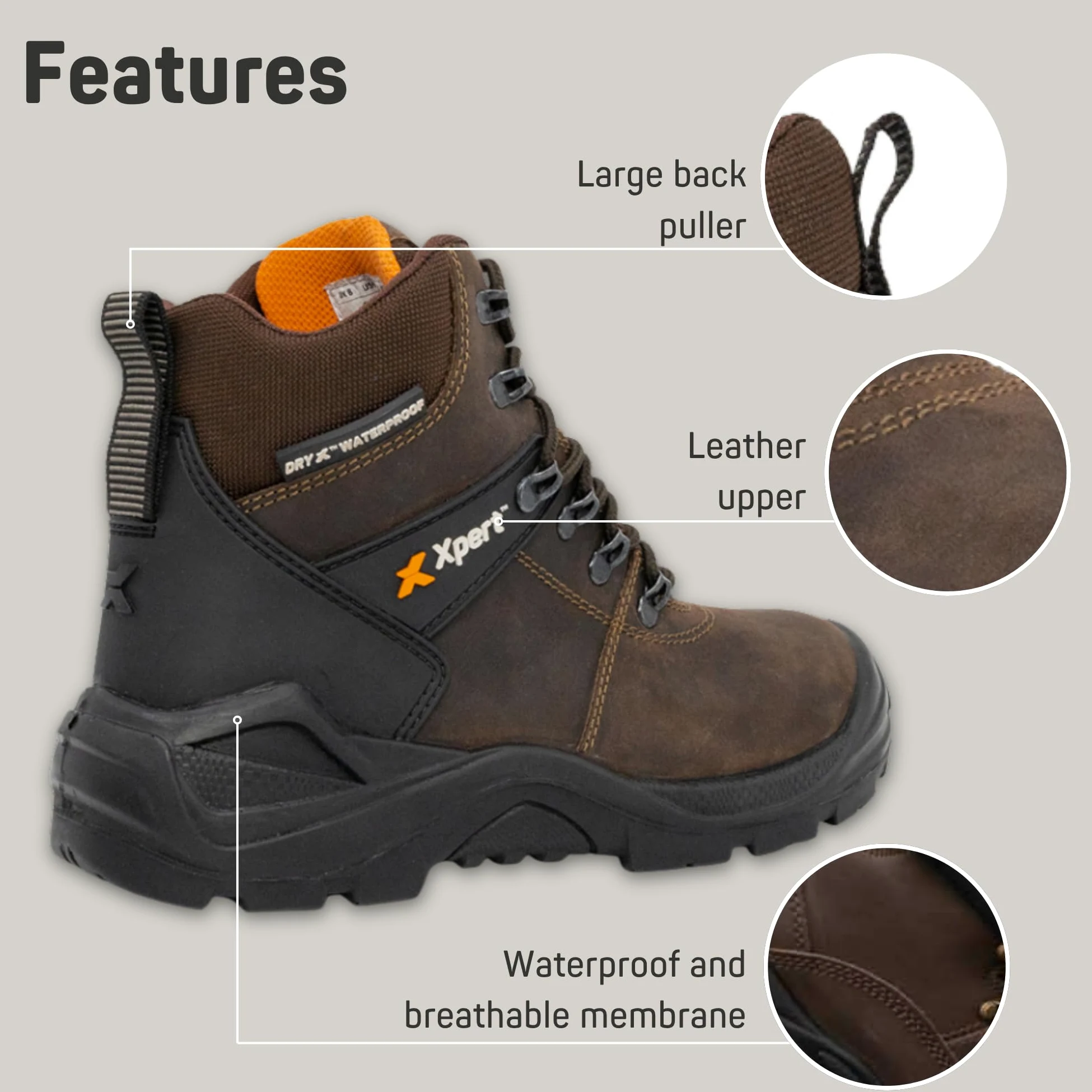 Xpert XP500 Warrior SBP para Hombre Negro Botas de Seguridad Hiker Punta de Acero