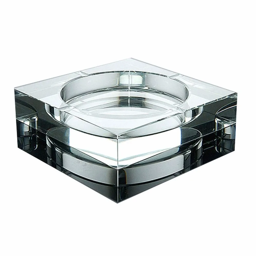 Cenicero cuadrado de cristal – Cenicero pequeño decorativo de cristal transparente para interiores y exteriores – 3.9 pulgadas – Accesorio creativo para el hogar para uso doméstico