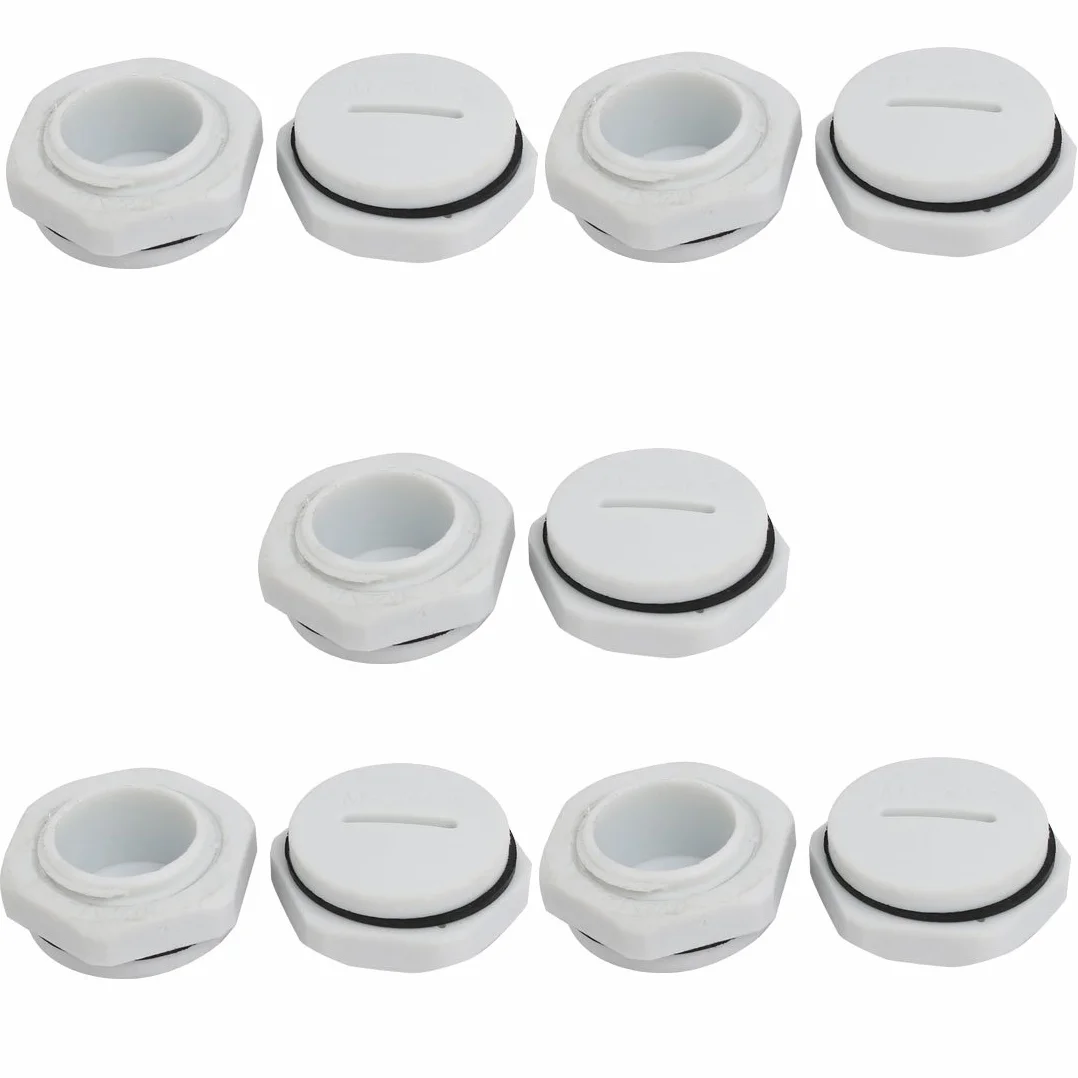Sourcing Map Prensa Estopas Extremo Roscado Tapa Gris M22 Rosca Macho Nailon 10 szt