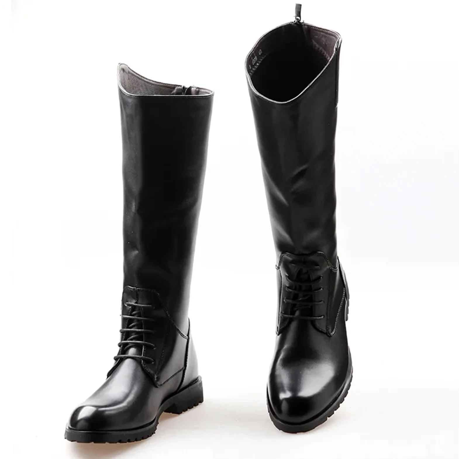 Botas Vaqueras Hombre Botas altas informales de cuero con cremallera trasera for hombre, botas vaqueras largas caballero, montar, motociclista 37-46 Para viajar
