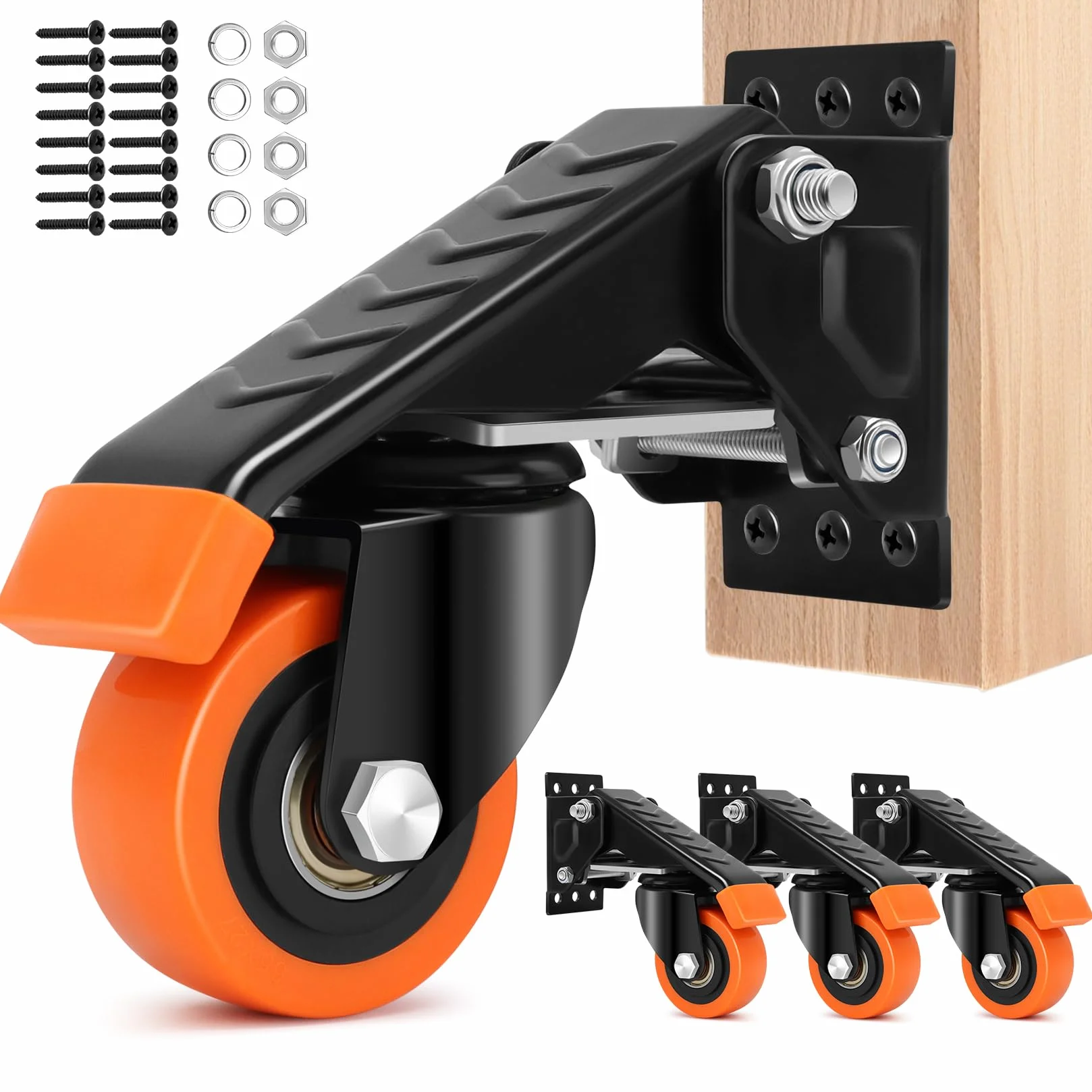 Ruedas para Mesa de Trabajo 300kg 63.5mm Pesadas con Placas de Acero Set de 4