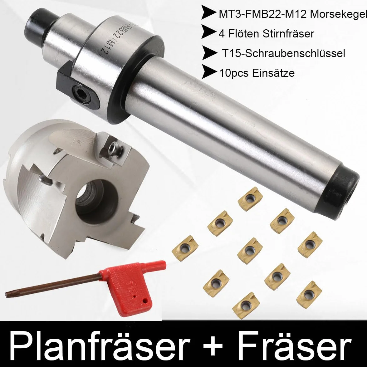 Soporte para fresa de planos MT3-FMB22-M12 400R-50-22, juego de corte CNC APMT1604
