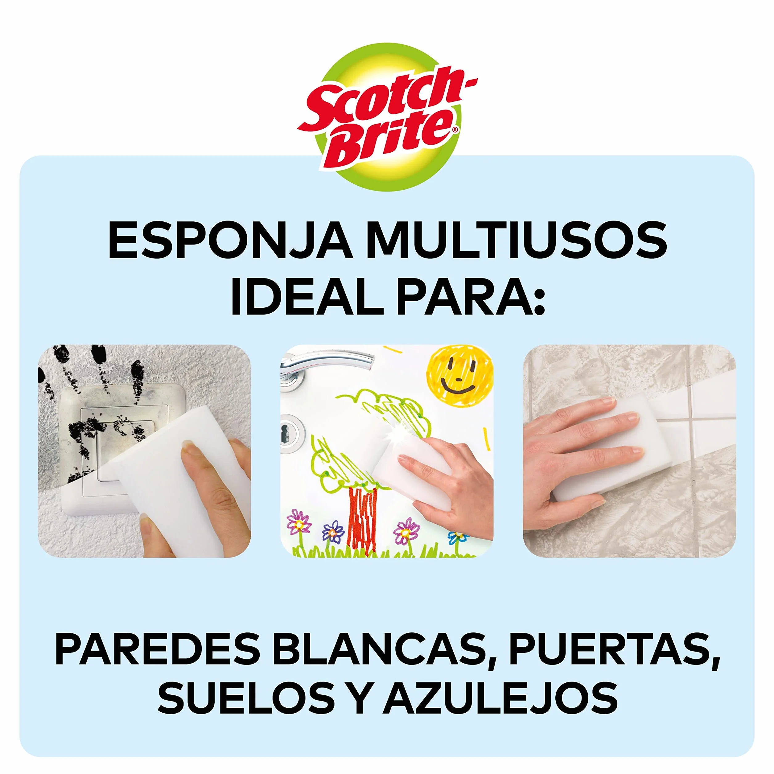 Scotch-Brite Esponja Mágica de Limpieza, Paquete de 6, Borrador para Manchas en Paredes y Zapatos