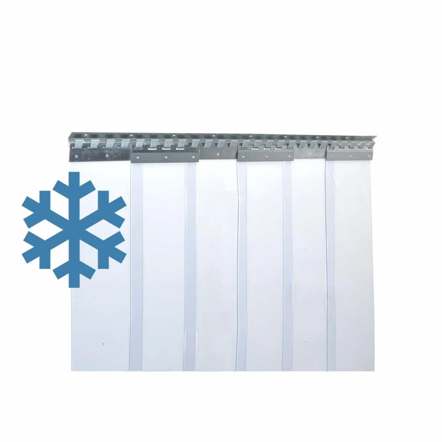 Cortina de tiras de PVC resistente al frío 200x2mm transparente 2,00m x 2,85m acero inoxidable -25°C