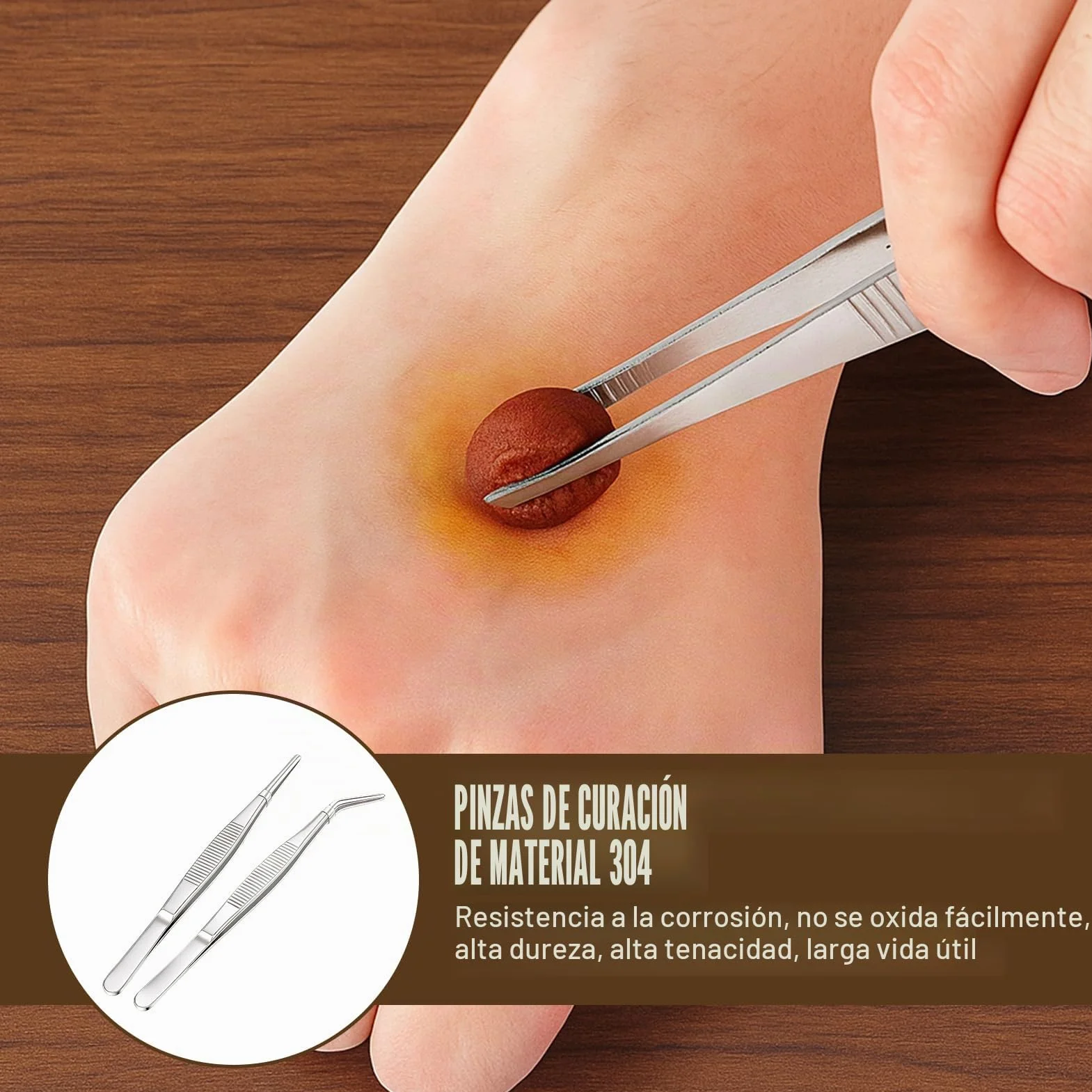 Pinzas Sanitarias de Acero Inoxidable 14 cm 2 Unidades Antideslizantes Punta Fina y Ancha Quirúrgicas