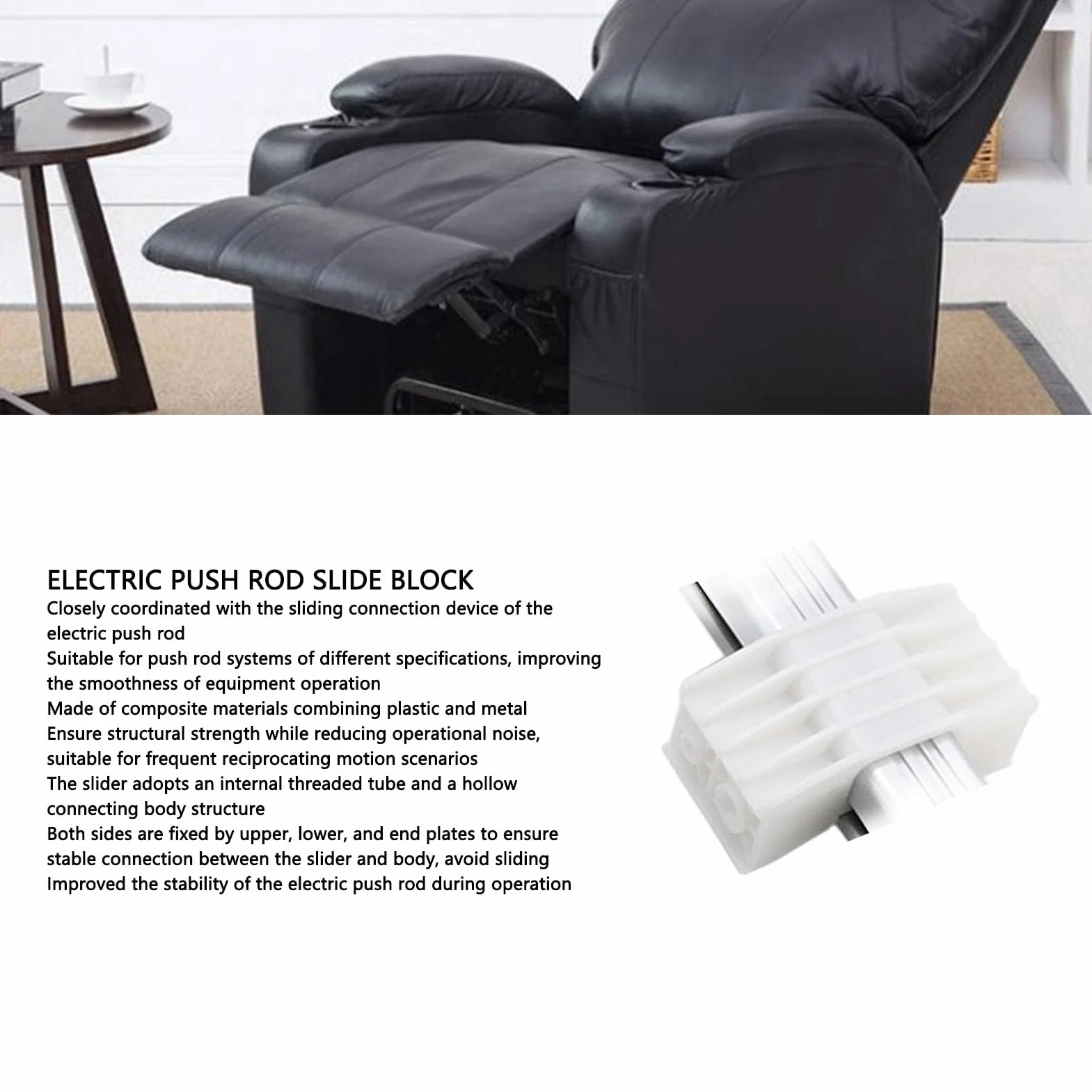 Actuador Lineal Eléctrico Deslizamiento, Motor Reclinable para Sillas Elevación, Barra Empuje