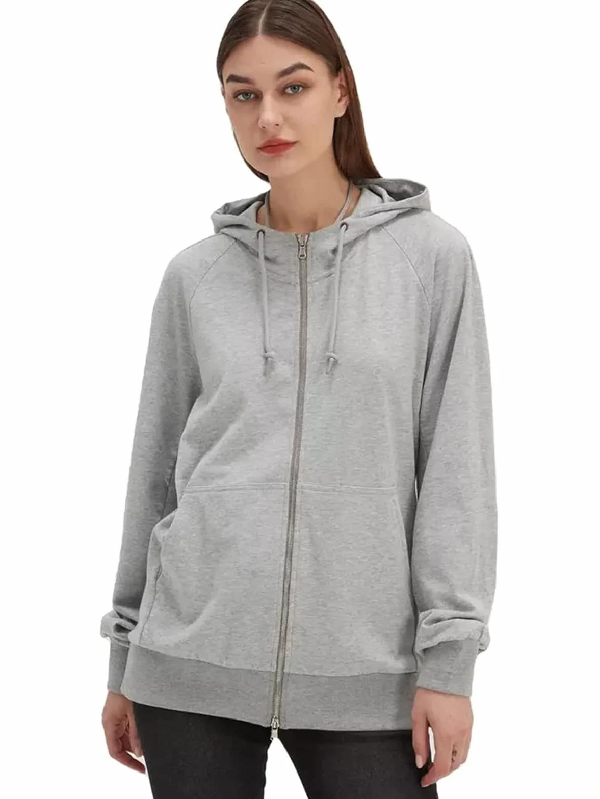Sudadera Faraday Cremallera Protección EMF Capa Tela Plateada Bloqueo Radiación 5G WiFi RF Microondas Mujeres Embarazadas