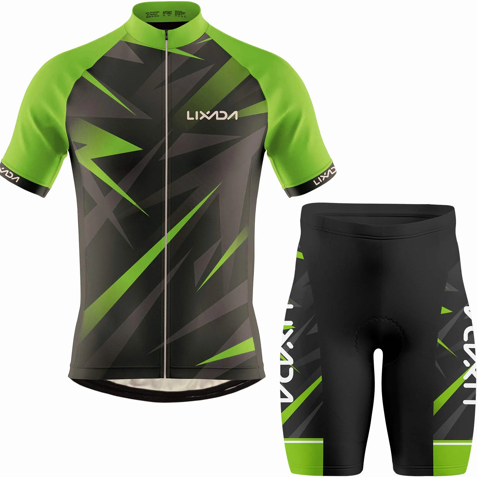 Lixada - Camiseta de ciclismo de manga corta para hombre, transpirable, manga corta, acolchada, para ciclismo, deportes al aire libre
