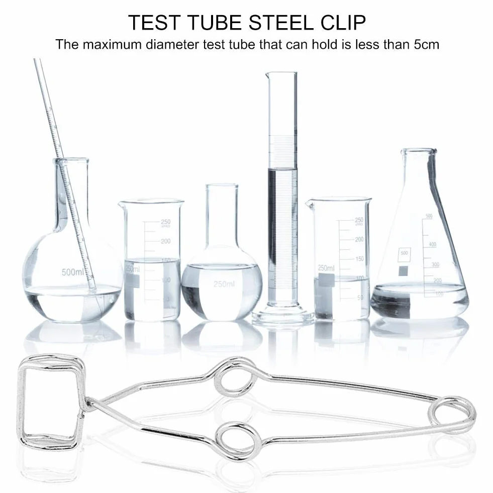 Pinza de acero inoxidable para tubos de ensayo, herramienta de laboratorio, 5 piezas