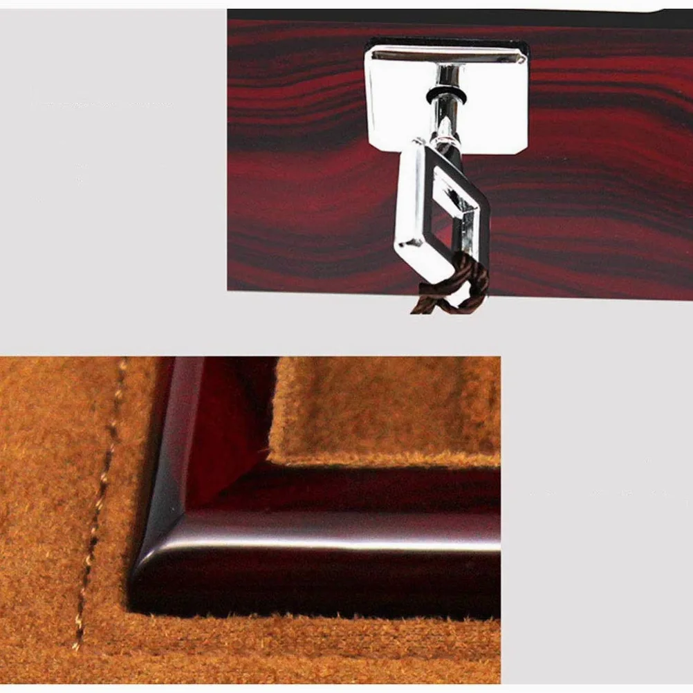XBTGS Caja de reloj de madera – Caja de regalo de colección de joyas con patrón de madera maciza con cerradura,