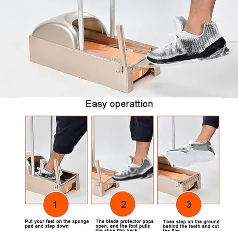 Máquina portátil para cubrir zapatos con reposabrazos, dispensador de película de zapatos para laboratorio de fábrica en el hogar