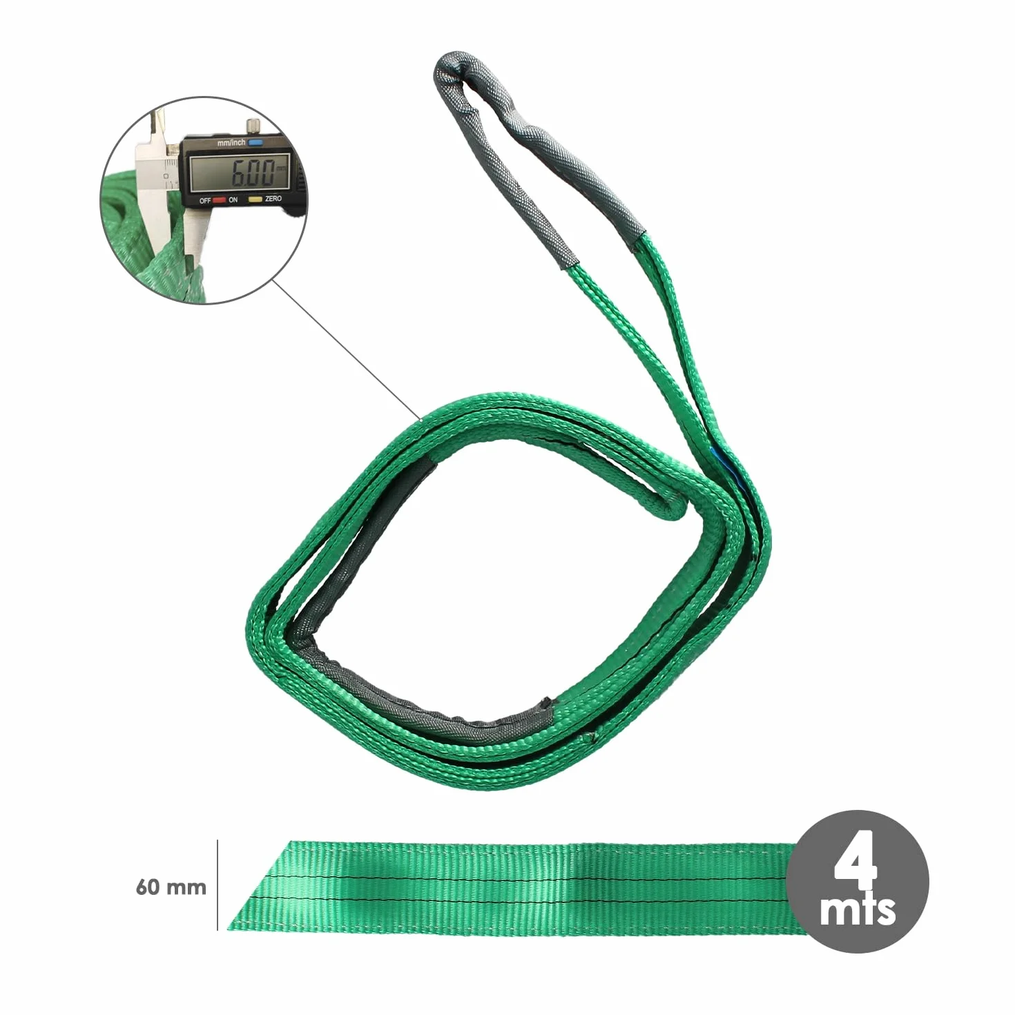 Eslinga Plana Doble Banda 2.000 Kg 4 Metros Ancho 6 cm Poliester Verde WOLFPACK LINEA PROFESIONAL