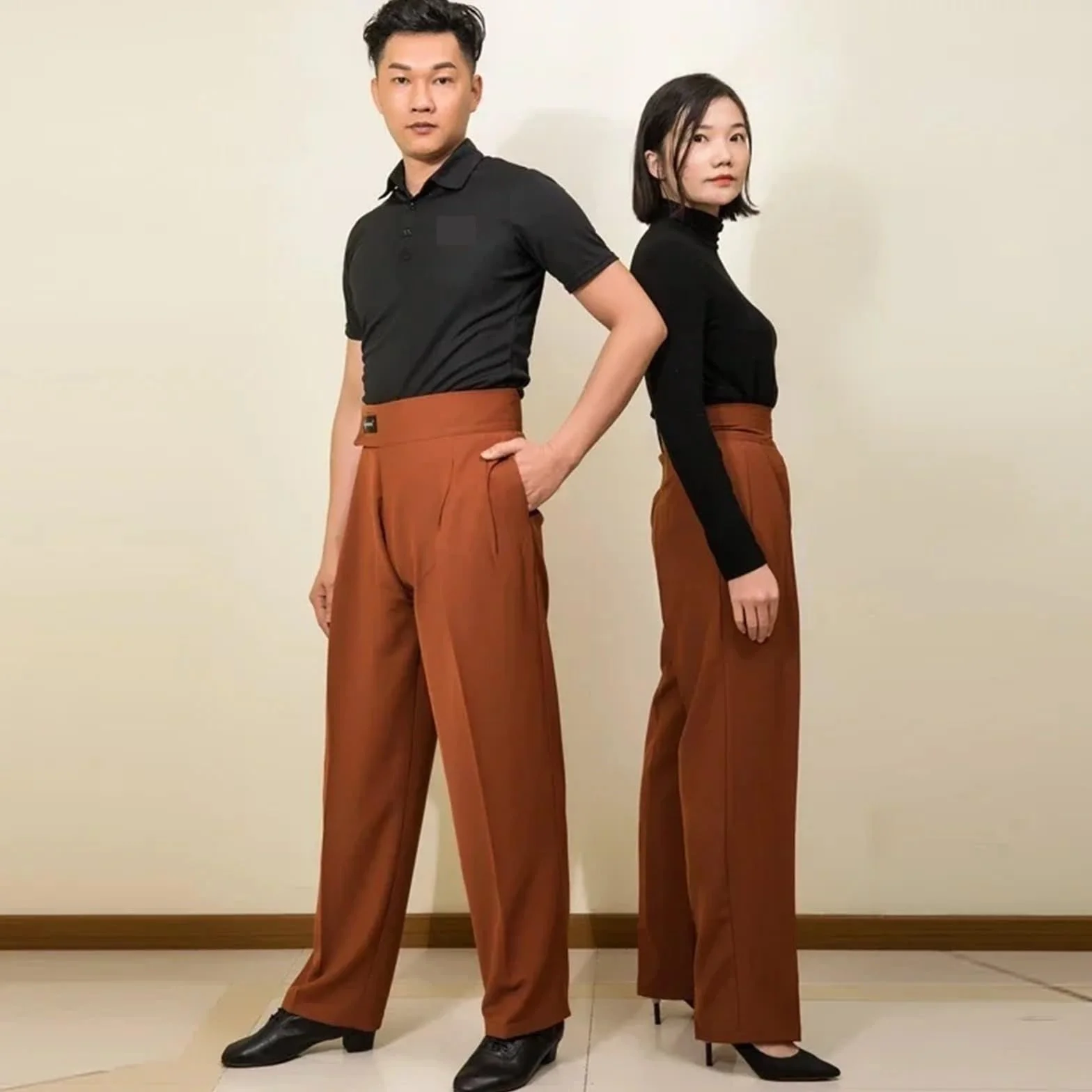 Pantalones De Baile Latino Para Hombre Pantalones de baile latino for hombre y mujer, for adultos, baile de salón, competición, cintura alta, color negro, for chachachá, salsa y vals.(Grey,31(Waist 80