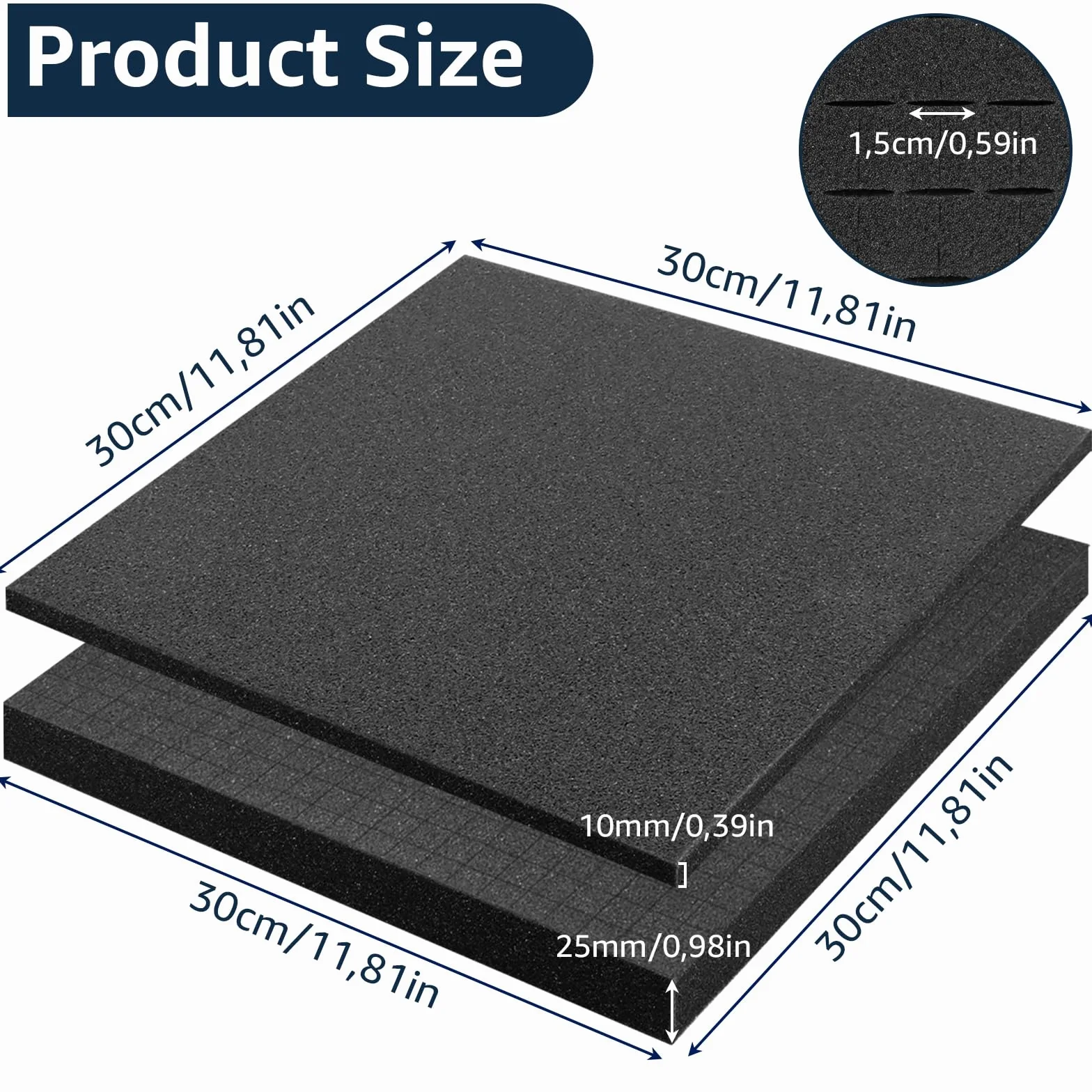 Espuma de rejilla 8 piezas 300x300x10mm 8 piezas 300x300x25mm inserto para maletín protector tableta