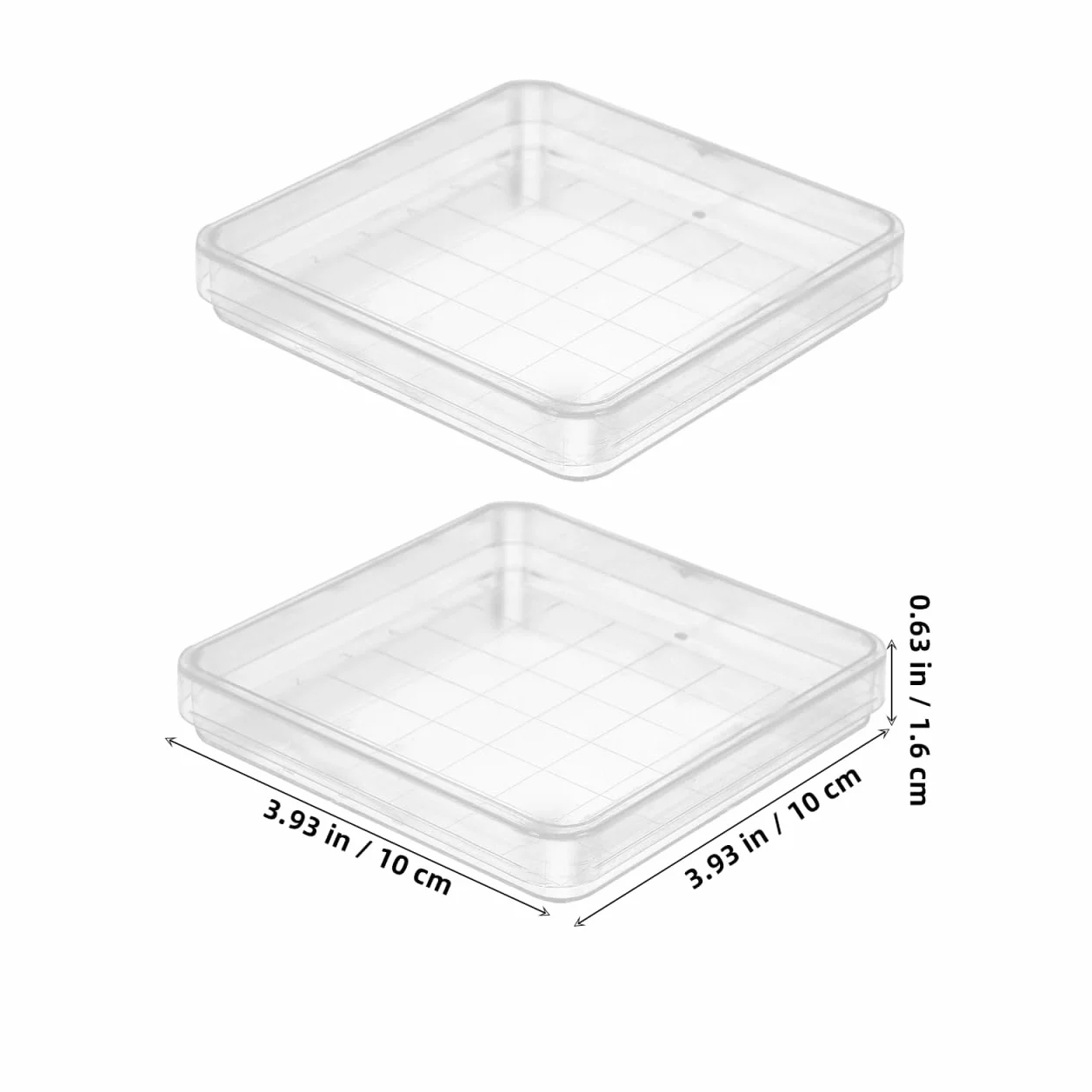 Cabilock Placas Petri Cuadradas 10x10cm con Tapa para Laboratorio Microbiología