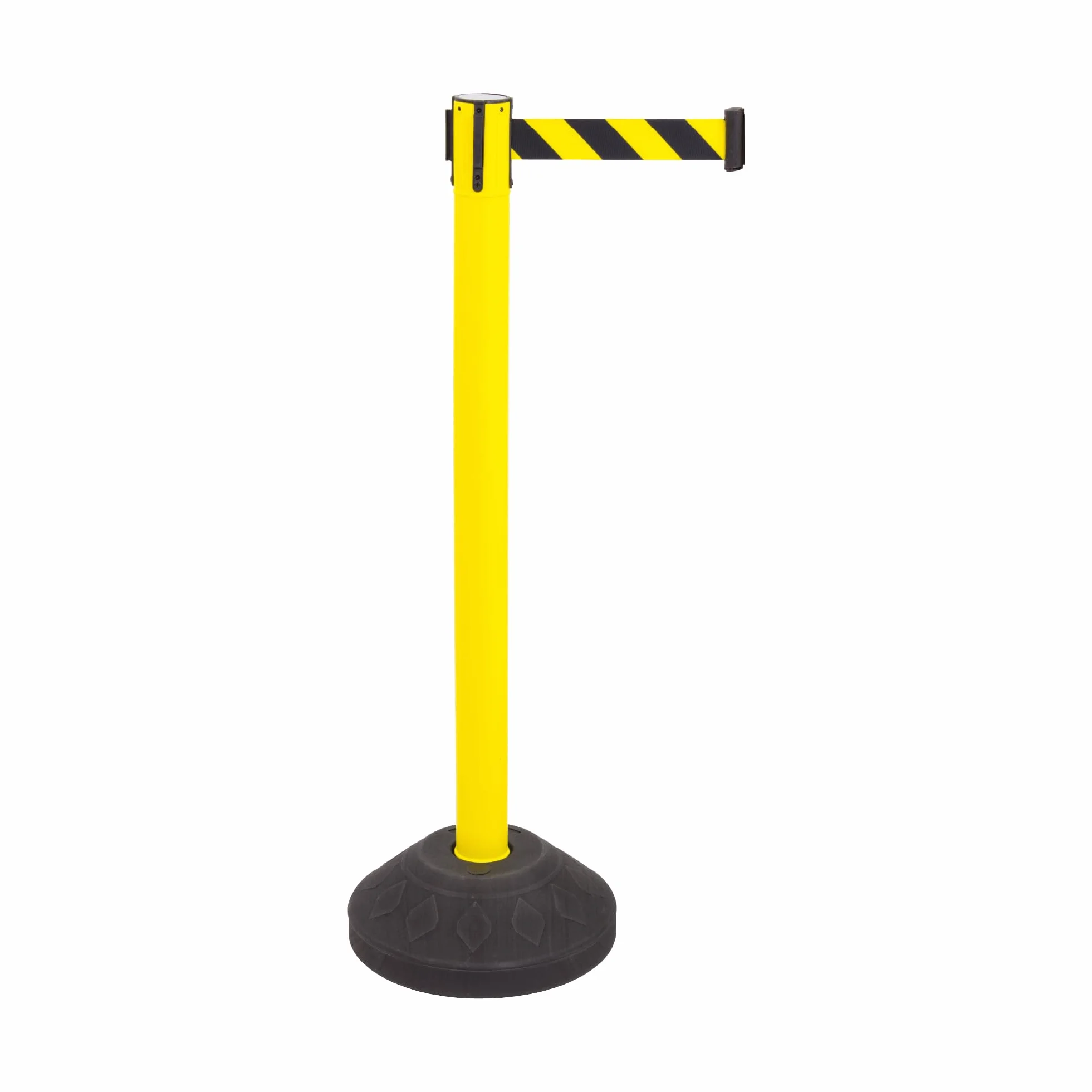 Postes Separadores con Cinta Extensible Amarillo 91cm Acero Resistente 4 Vías de Conexión