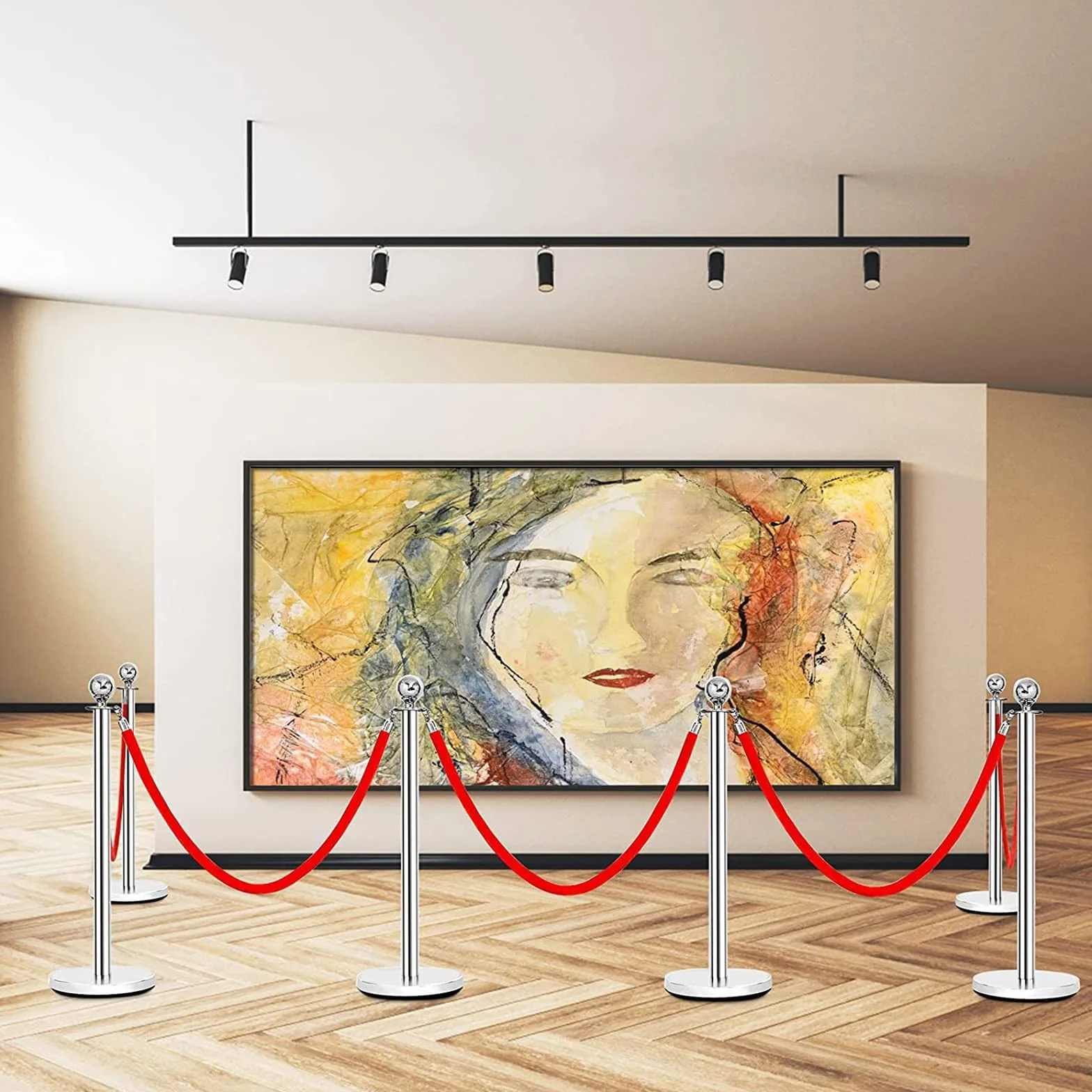 Stanchion Rope Crowd Control Queue Barrier 2 Pcs Red Safety Barrier Ropes 3-16.4ft Length for Exhibition