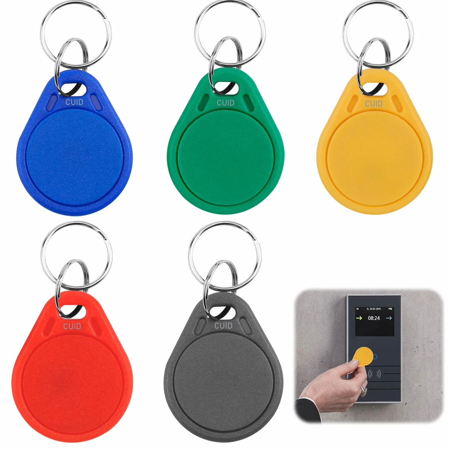 Llaveros RFID 13.56 MHz CUID Regrabables para Control de Acceso Edificios Oficinas Gimnasios