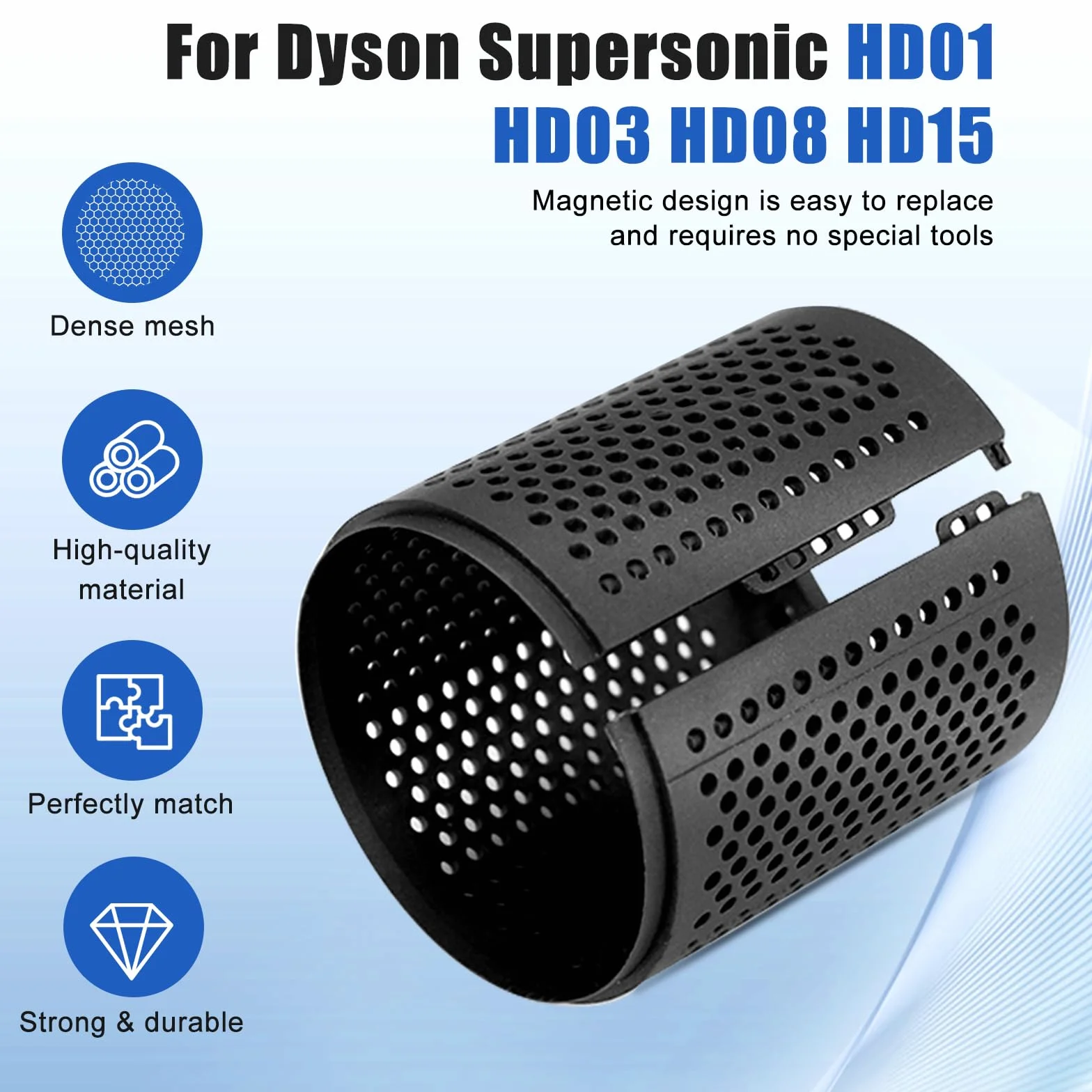 Cubierta de Filtro Exterior Desmontable a Prueba de Polvo para Dyson Supersonic HD15 HD01 HD03 HD08