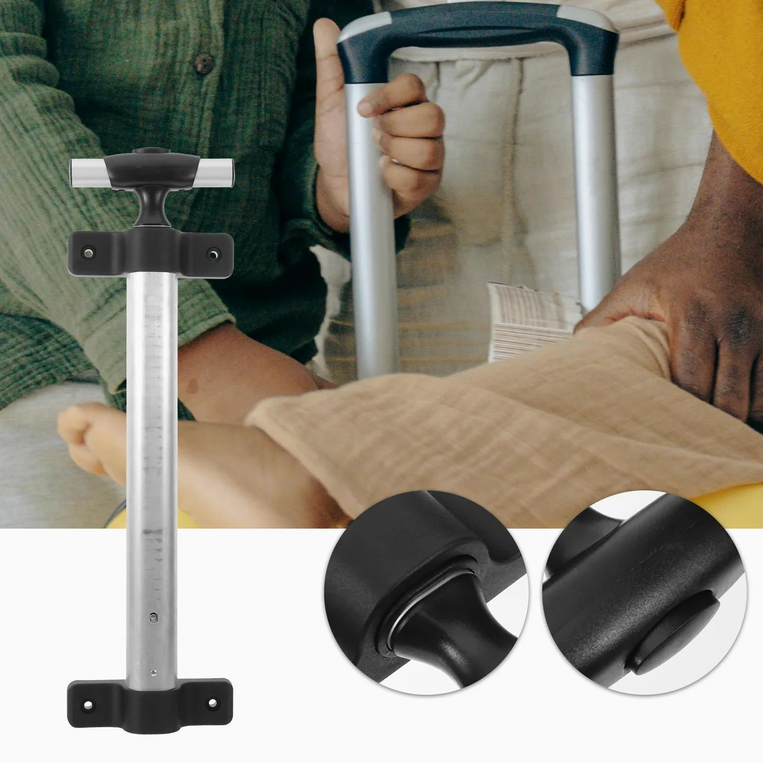 Holibanna Varilla Telescópica para Maleta de Aluminio Plata, Accesorio Versátil y Fácil de Transportar para Aventuras al Aire Libre, Pack de 2 Piezas