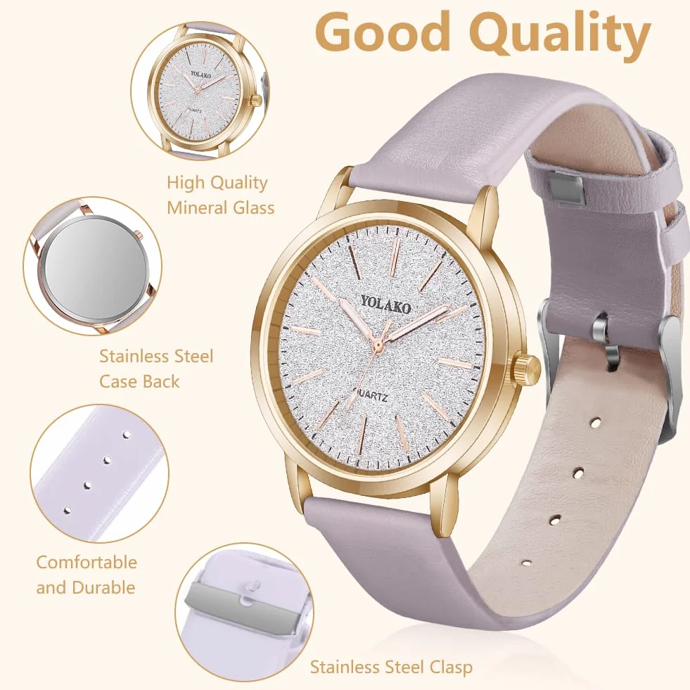 OFFCUP Reloj de Cuero para Mujer, Reloj de Analógico Cuarzo con Esfera Estrellada, Reloj Mujer de 3 manecillas, Reloj de Pulsera Informal de Moda Premium para Mujeres Damas y Niñas