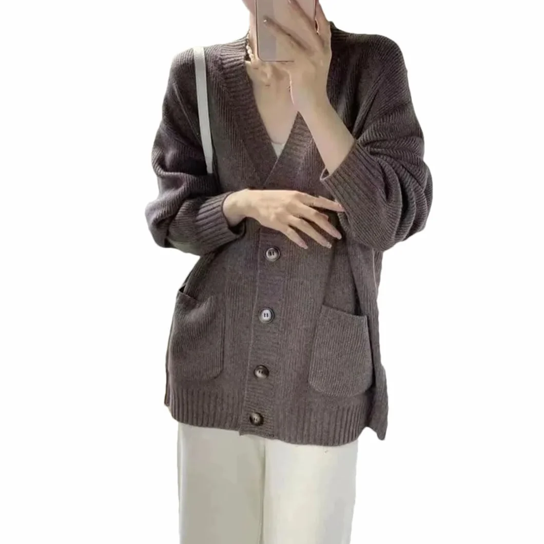 Cappotto Maglione Allentato Maglione Di Cashmere Cardigan A Maniche Lunghe Casual Da Donna