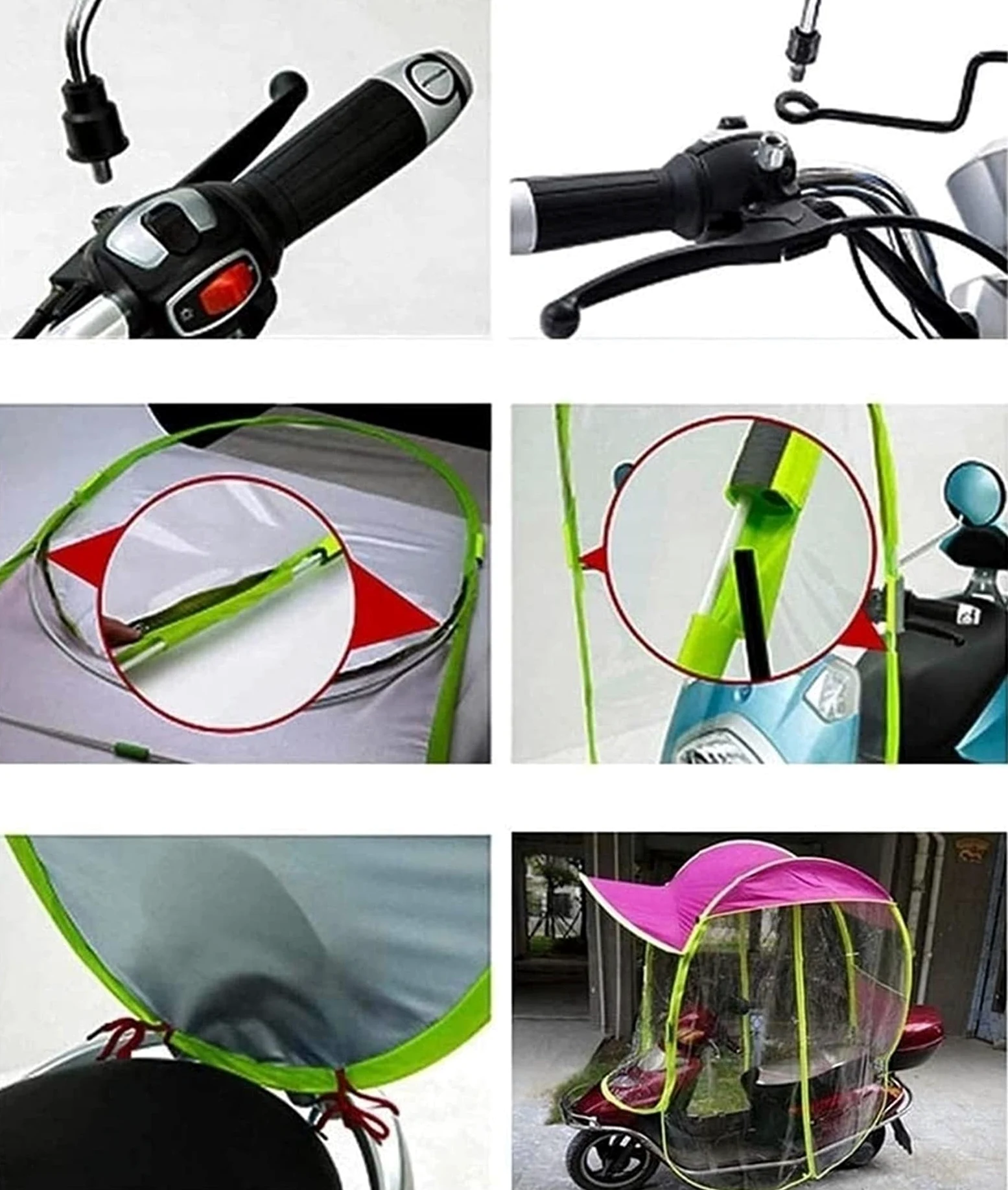 Universal Car Motor Scooter Paraguas Movilidad Parasol Cubierta para la Lluvia Impermeable, Scooter Plegable Movilidad Scooter Canopy (Rosa)